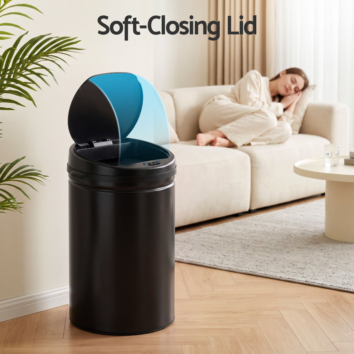 30L Automatic Sensor Touchless Bin with Manual Buttons - Black