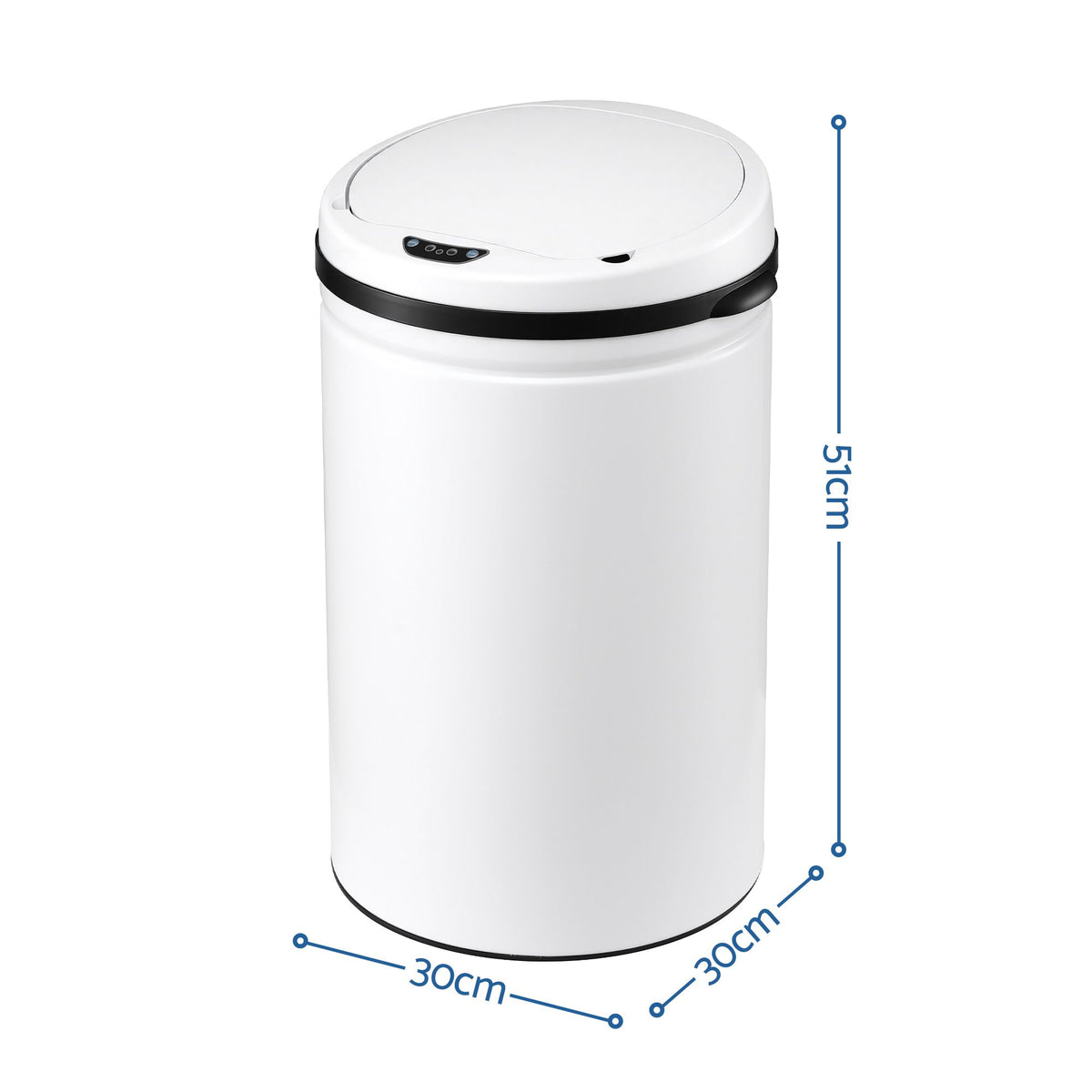 30L Automatic Sensor Bin with Touchless Operation and Soft-Closing Lid - White