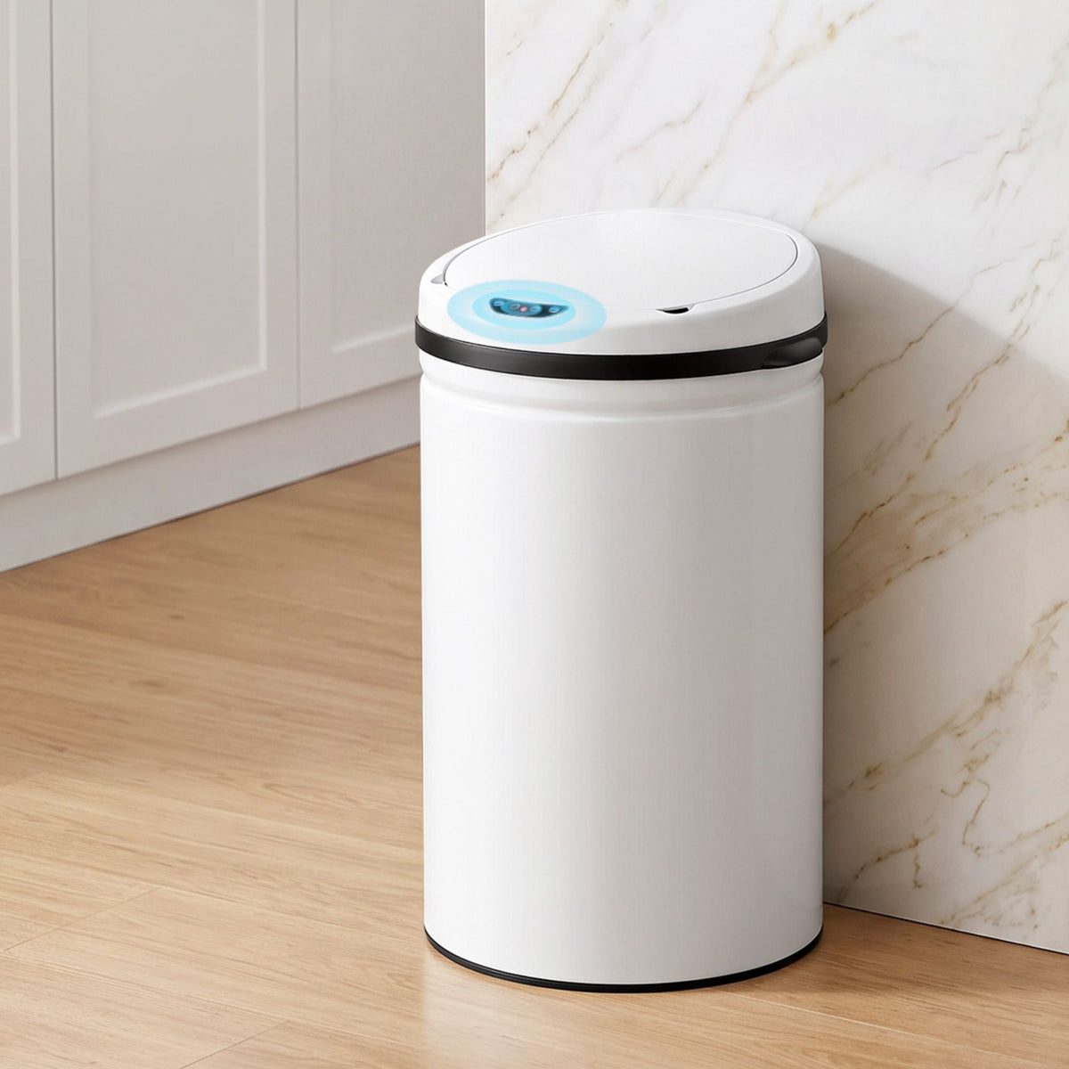 30L Automatic Sensor Bin with Touchless Operation and Soft-Closing Lid - White