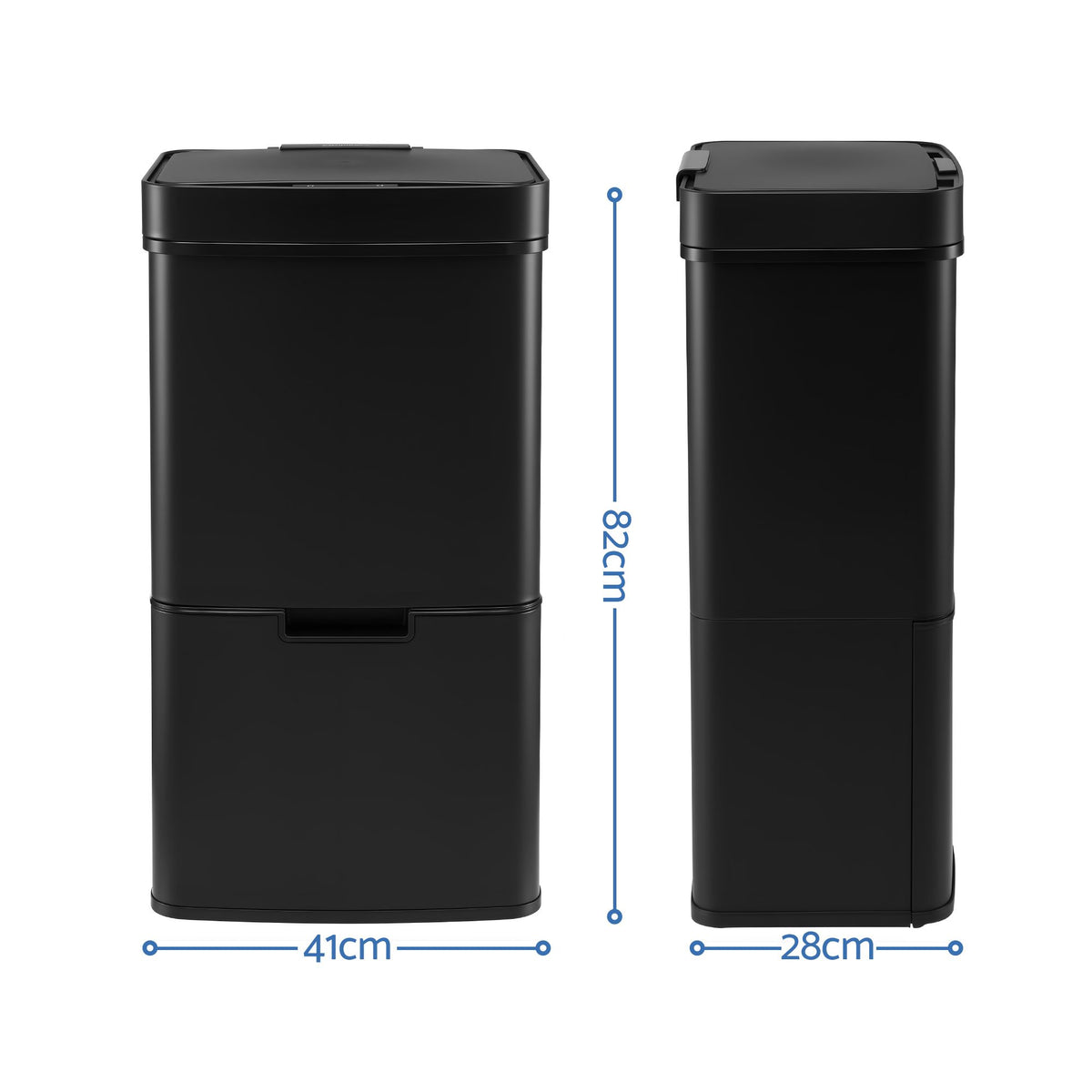 72L Sensor Bin 4-in-1 Compartment Stainless Steel Trash Can - Black