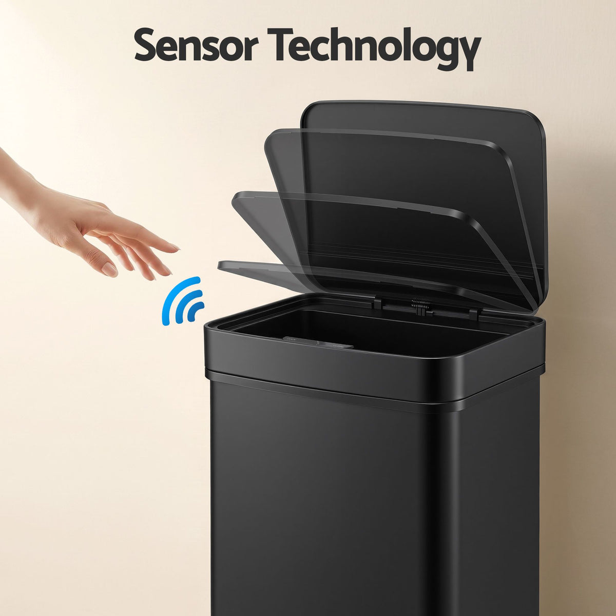 72L Sensor Bin 4-in-1 Compartment Stainless Steel Trash Can - Black