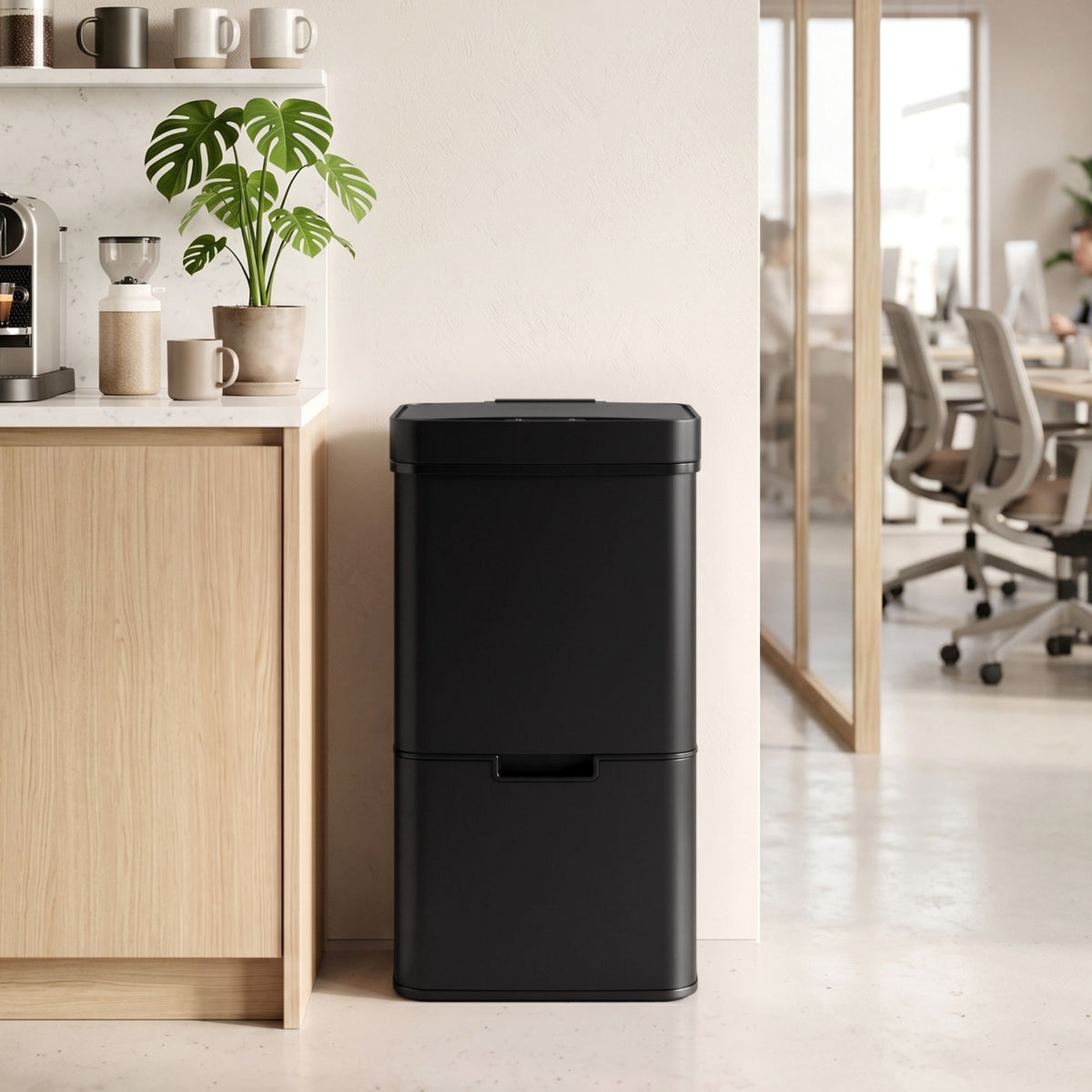 72L Sensor Bin 4-in-1 Compartment Stainless Steel Trash Can - Black