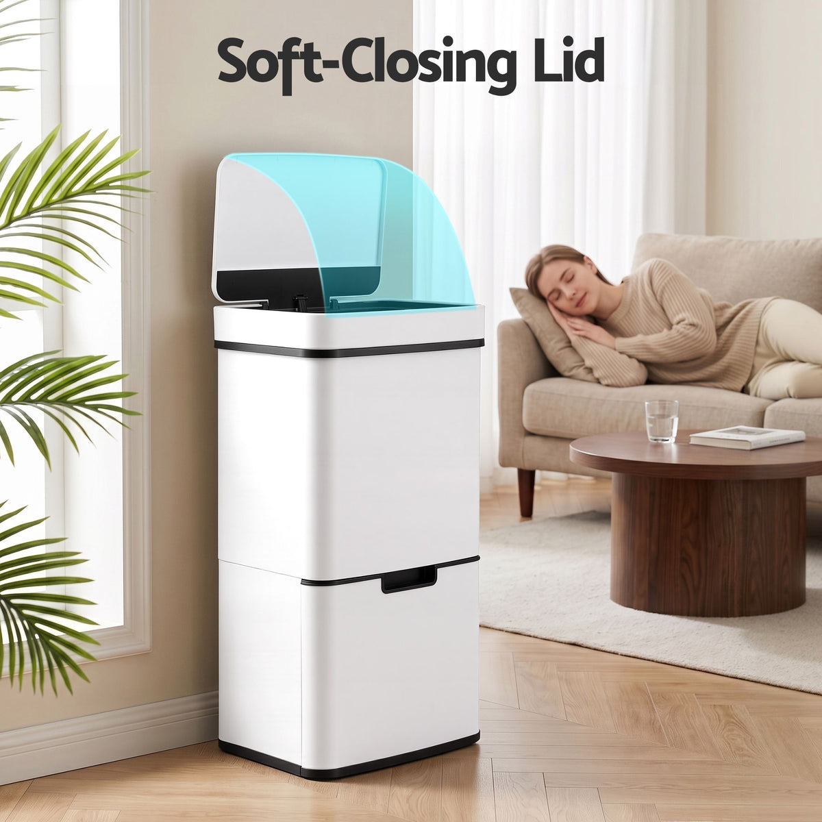 72L Sensor Bin 4-in-1 Compartment Stainless Steel Trash Can - White