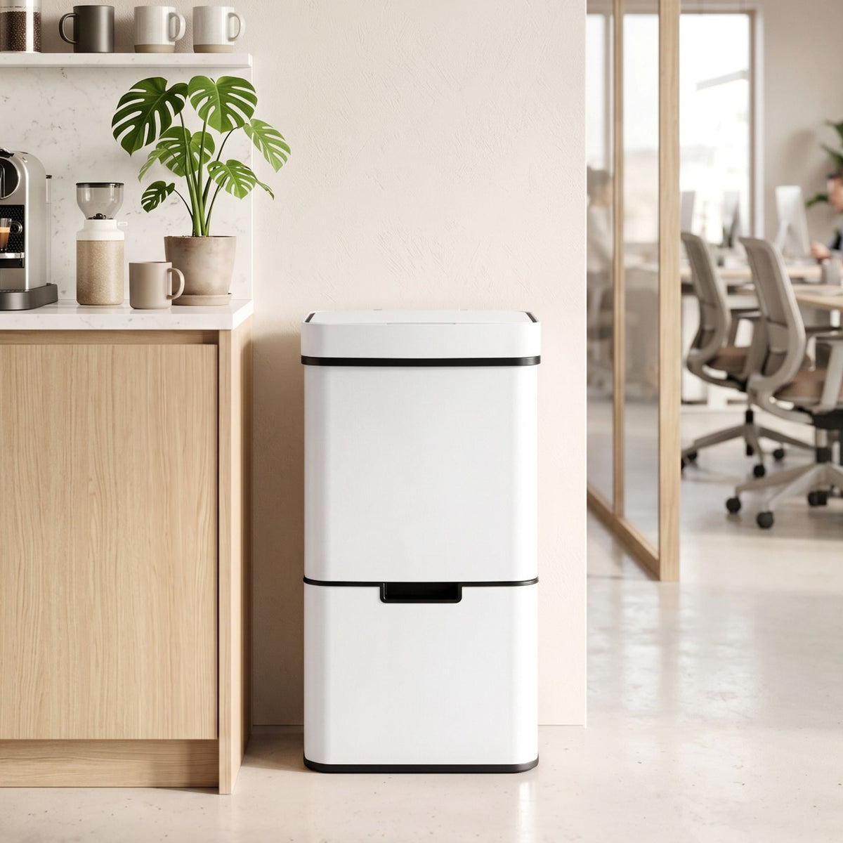 72L Sensor Bin 4-in-1 Compartment Stainless Steel Trash Can - White