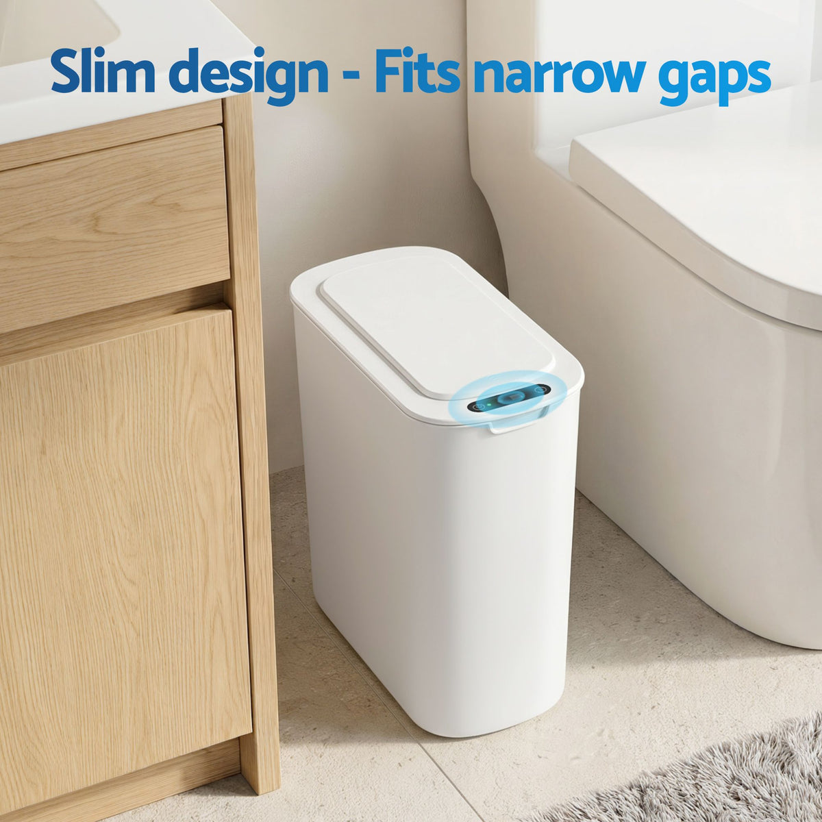 Automatic Touchless 11L Motion Sensor Kitchen Trash Bin with Lid and Liner Holder - White