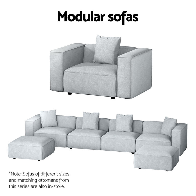 Modular Sofa Chaise Set 3-Seater Grey