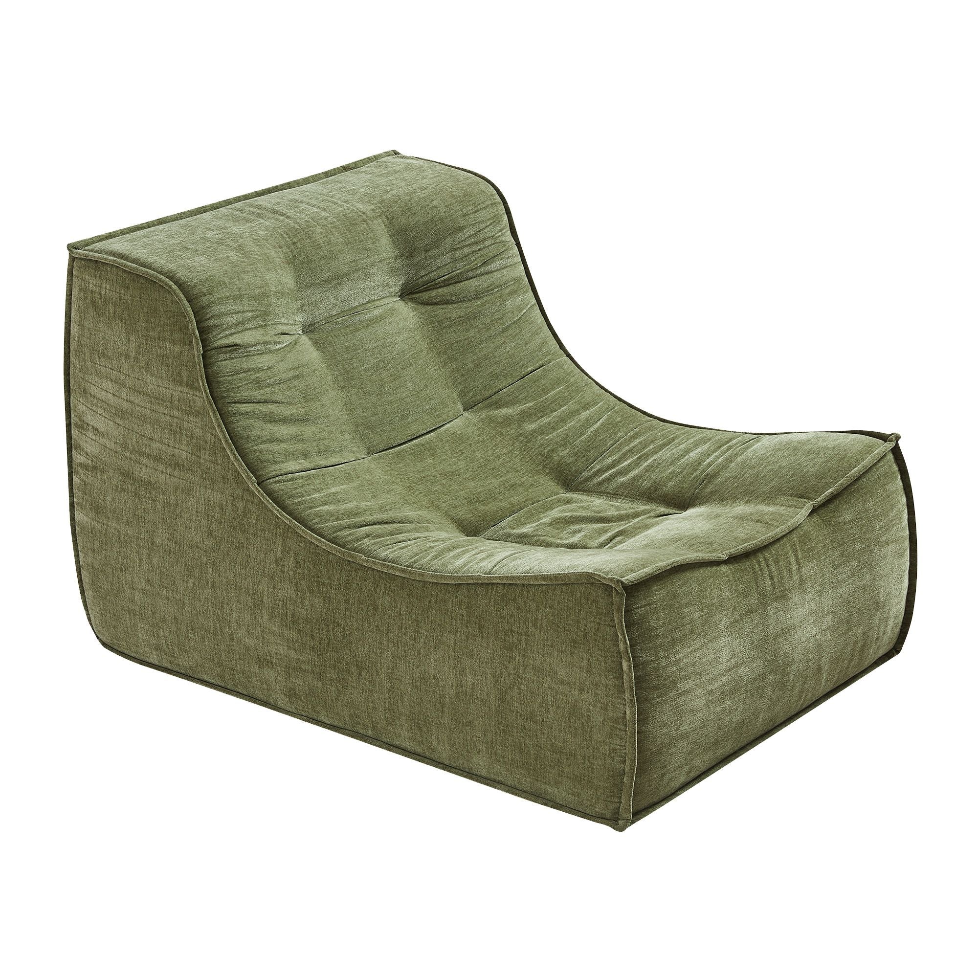 Floor Sofa Armless Chenille No Assembly Removable Cover Green