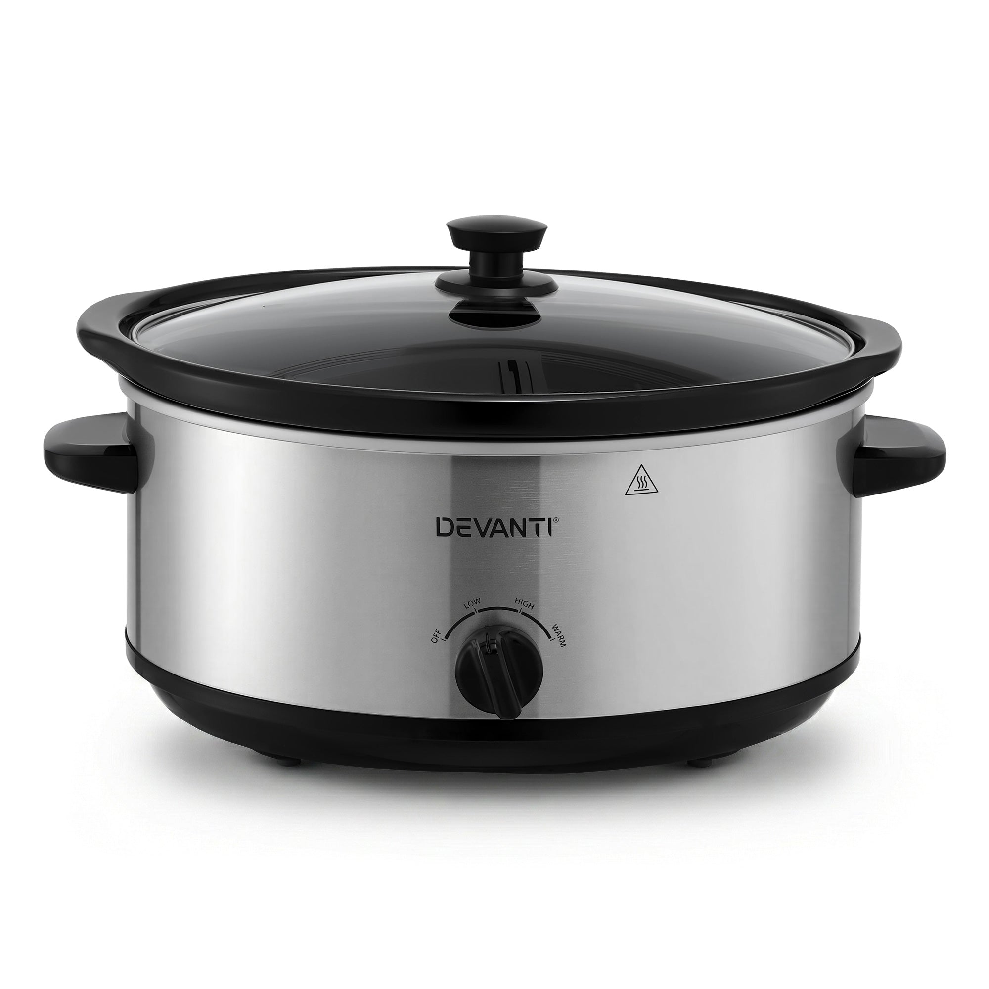 6.5L Electric Slow Cooker Multi Cooker with 3 Heat Settings & Keep Warm - Silver