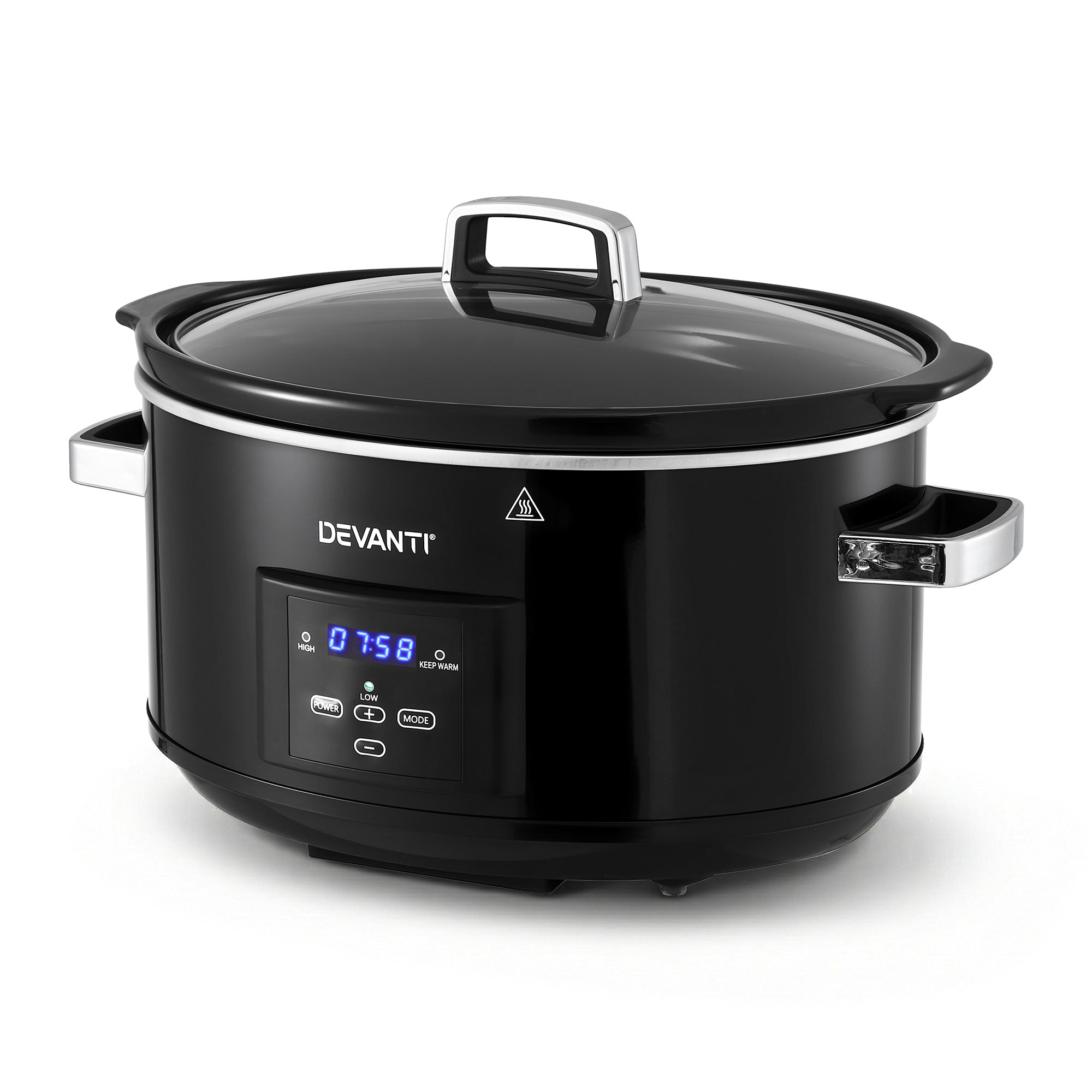8L Electric Slow Cooker Multi Cooker with 3 Heat Settings and Keep Warm - Black