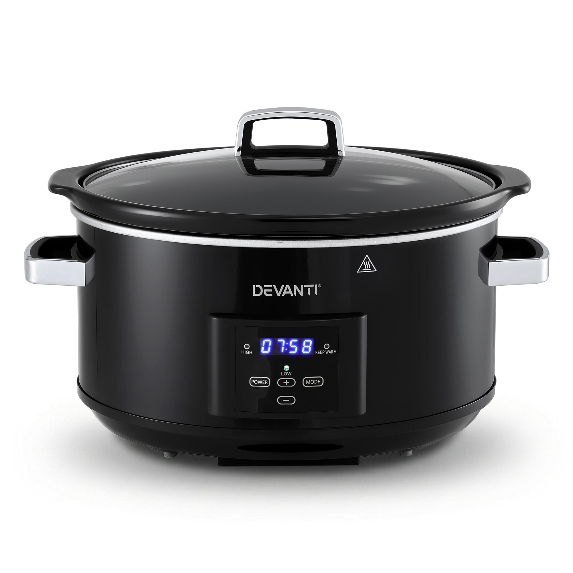 8L Electric Slow Cooker Multi Cooker with 3 Heat Settings and Keep Warm - Black