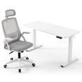 Standing Desk Office Chair Sit Stand Ergonomic Combo 140cm White