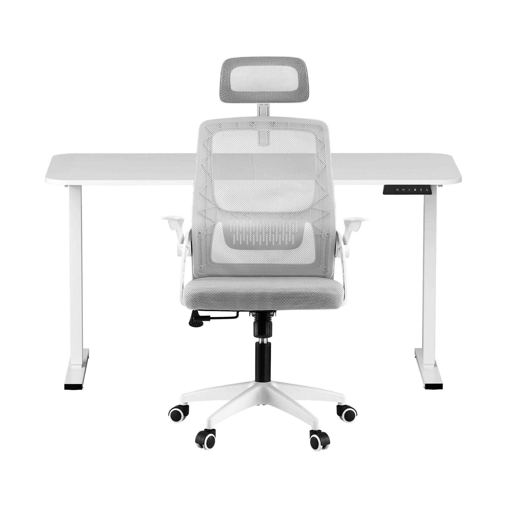 Standing Desk Office Chair Sit Stand Ergonomic Combo 140cm White