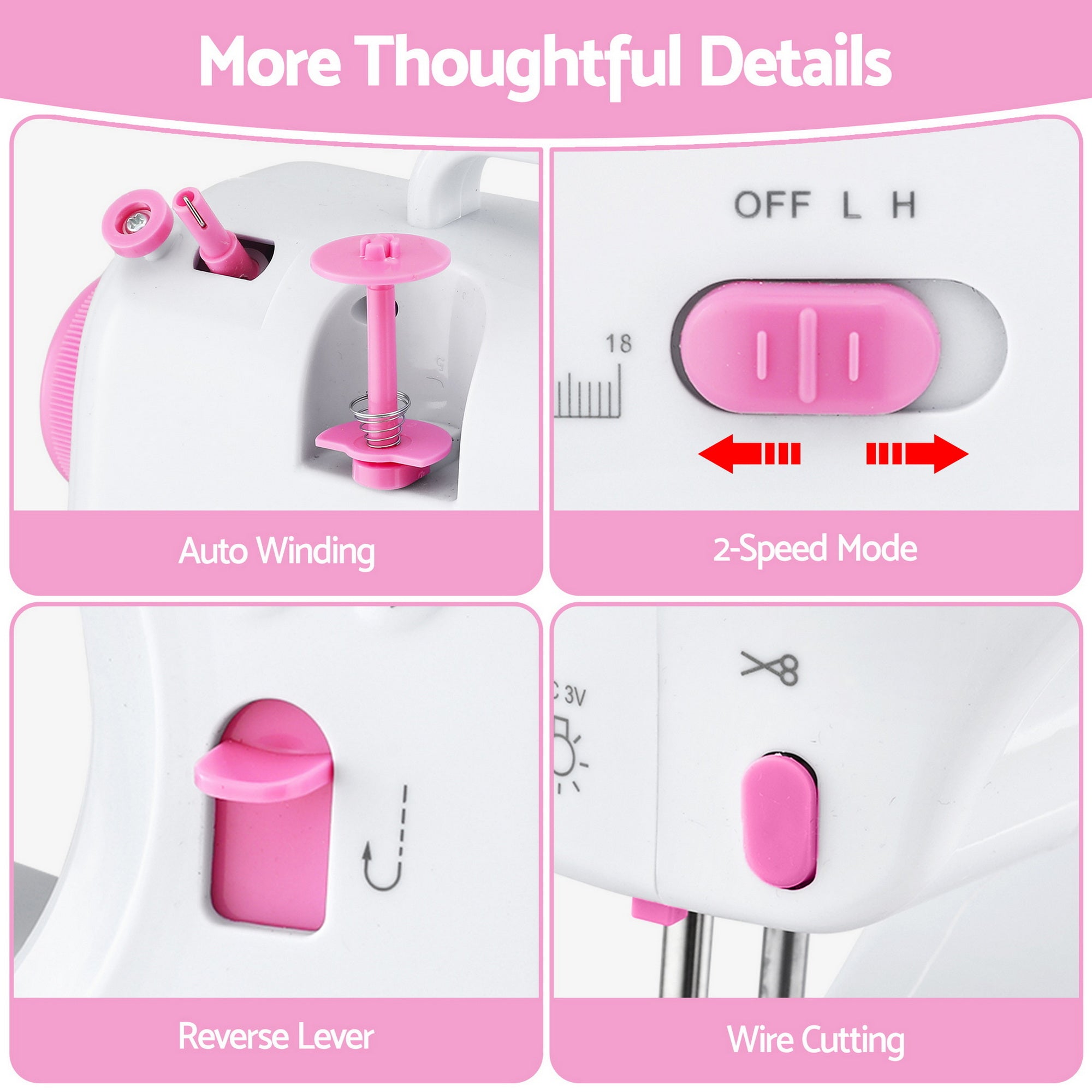 12 Stitches Mini Sewing Machine for Beginners Portable Sewing Machine Kit with LED Lights