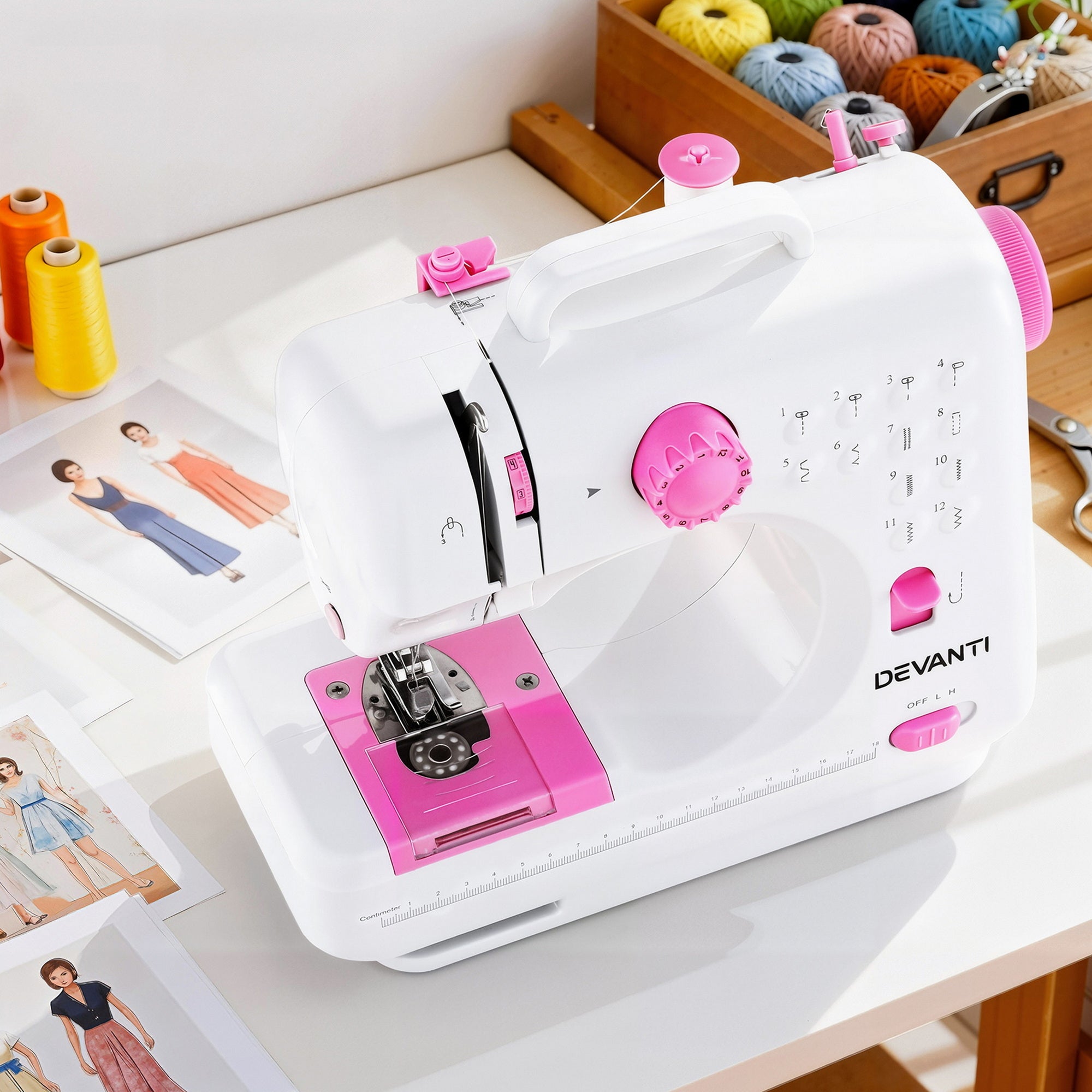 12 Stitches Mini Sewing Machine for Beginners Portable Sewing Machine Kit with LED Lights