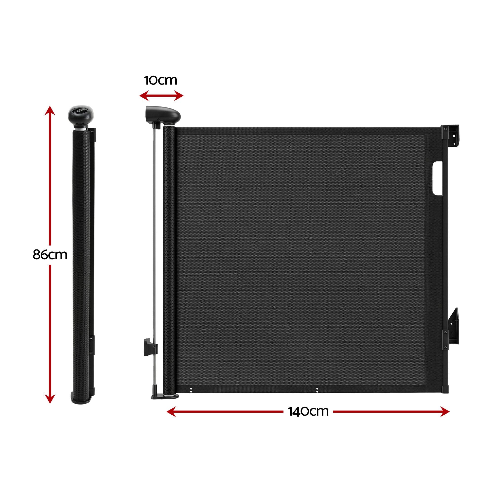Retractable Gate Baby Gate Pet Safety Fence Extends up to 140cm Black