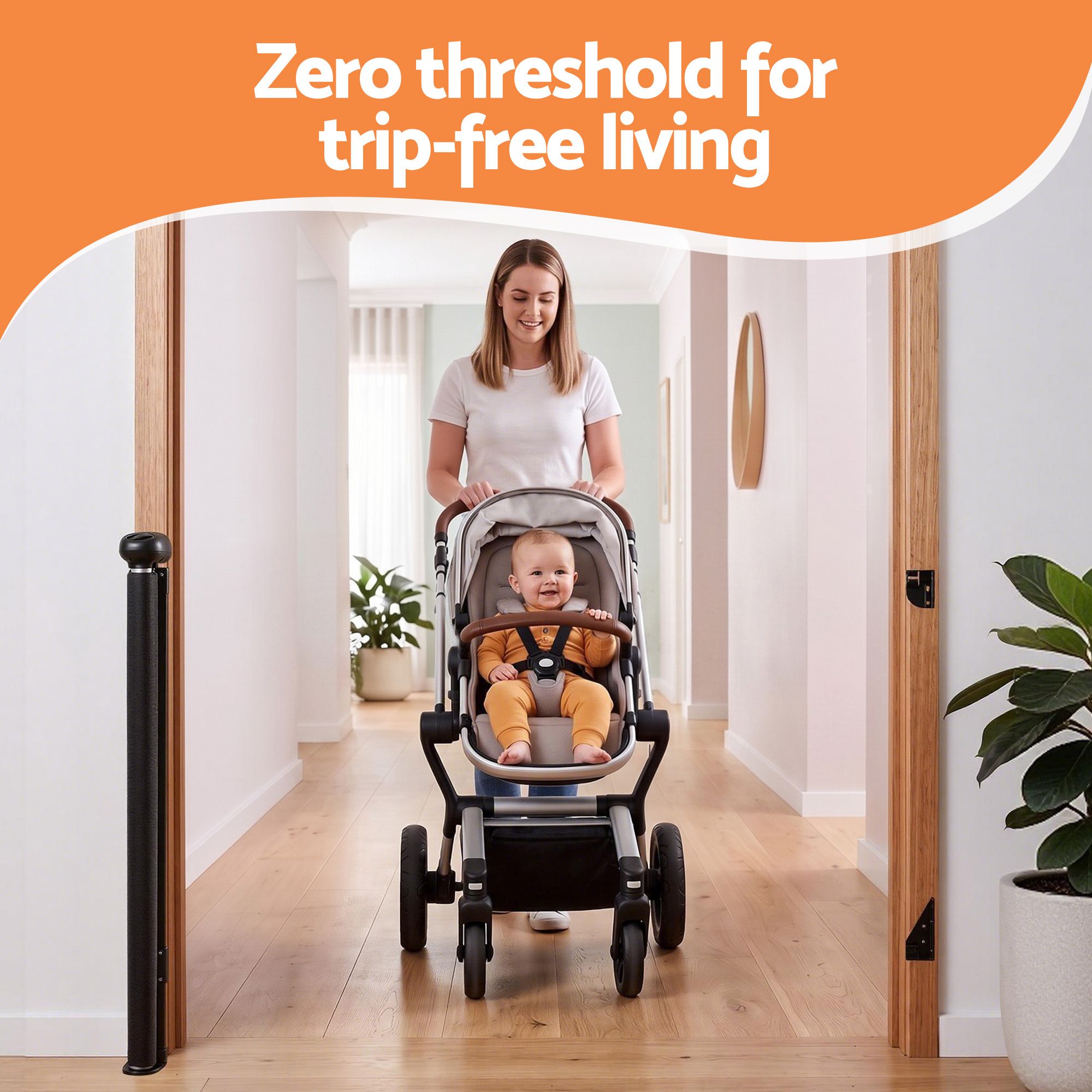 Retractable Gate Baby Gate Pet Safety Fence Extends up to 140cm Black