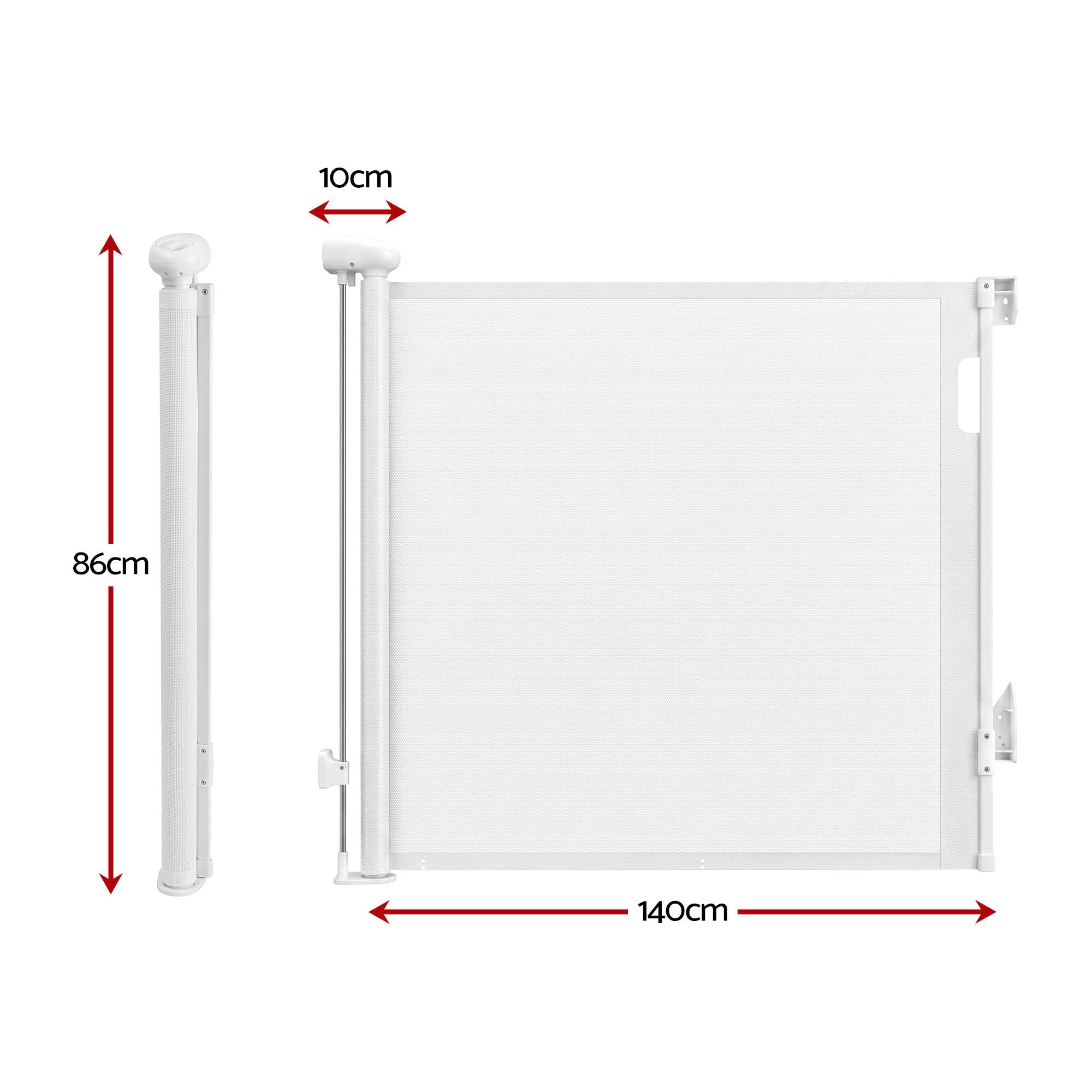 Retractable Gate Baby Gate Pet Safety Fence Extends up to 140cm White