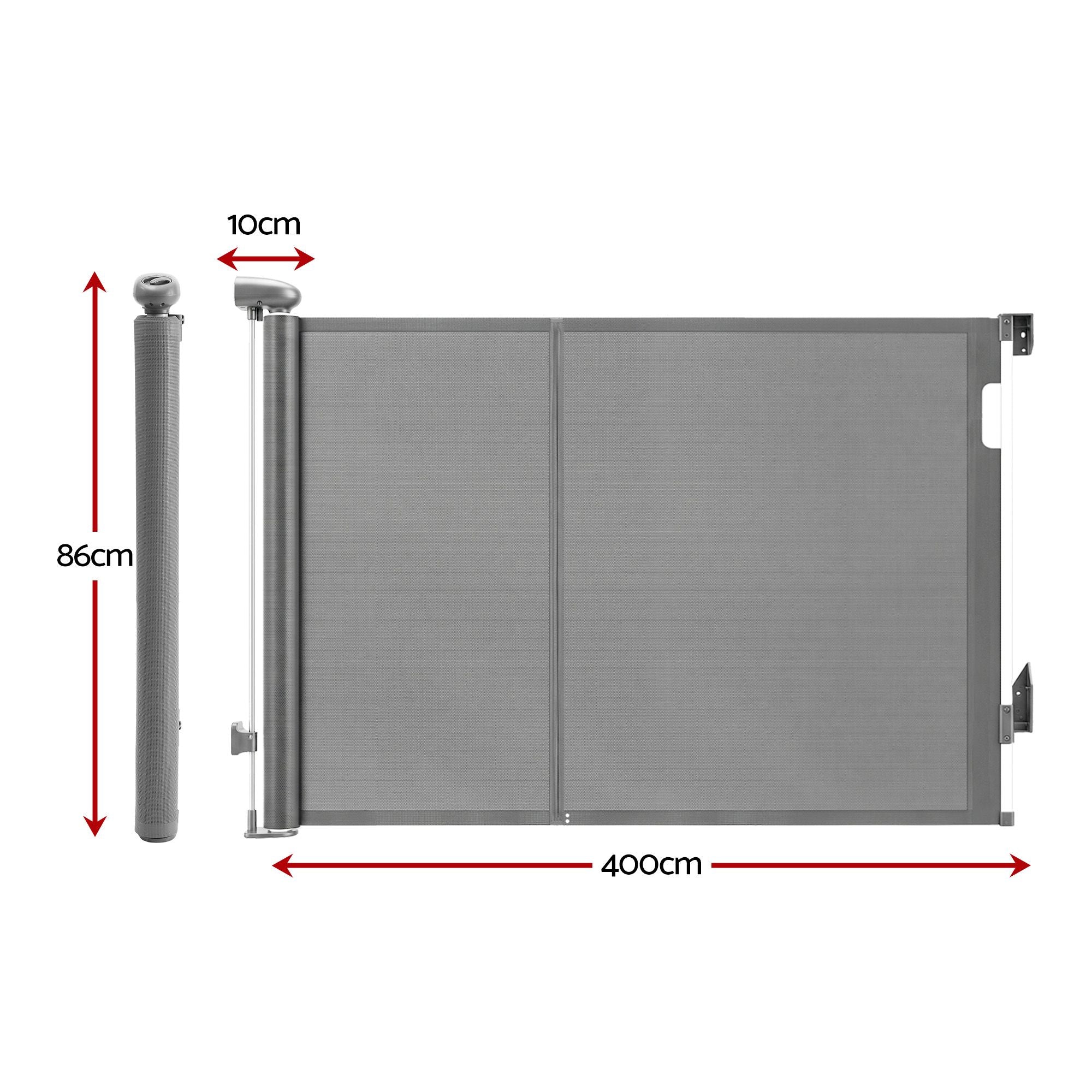 Retractable Gate Baby Gate Pet Safety Fence Extends up to 400cm Grey