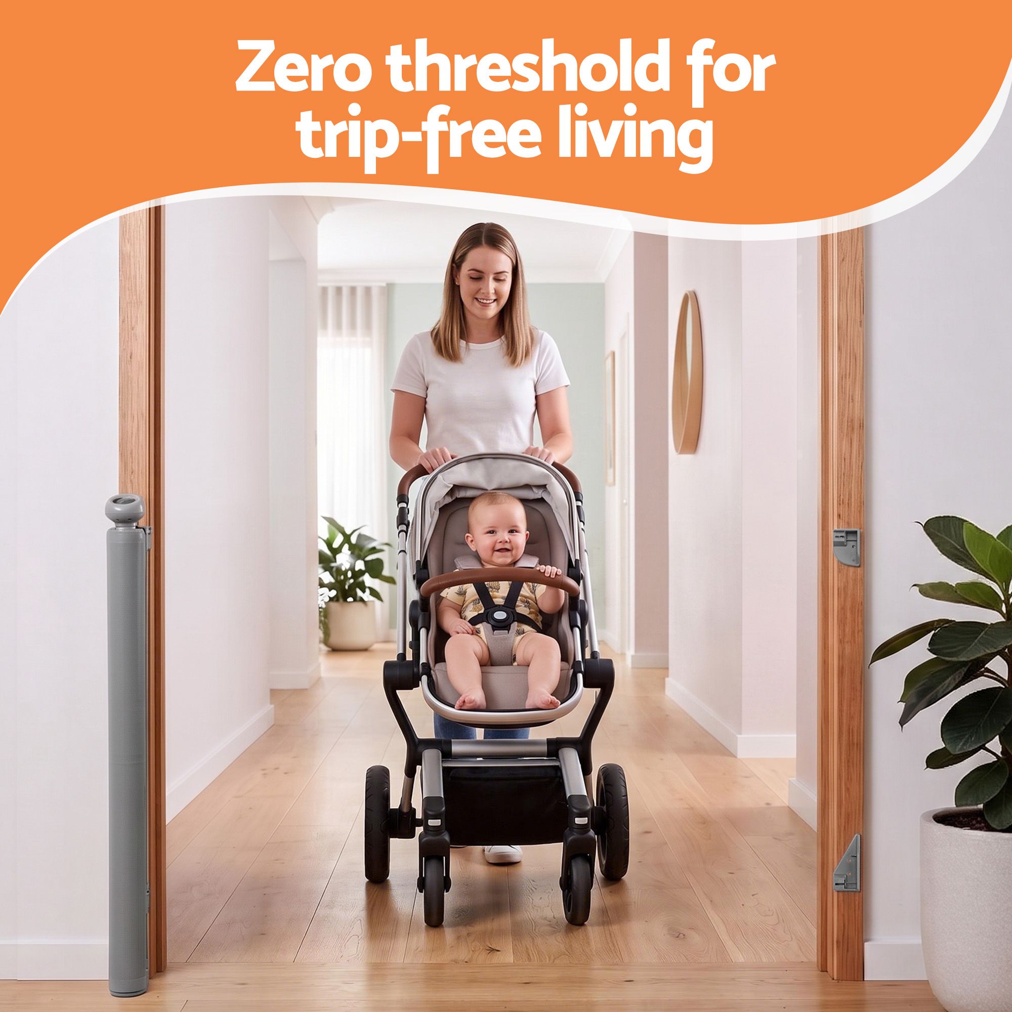 Retractable Gate Baby Gate Pet Safety Fence Extends up to 400cm Grey