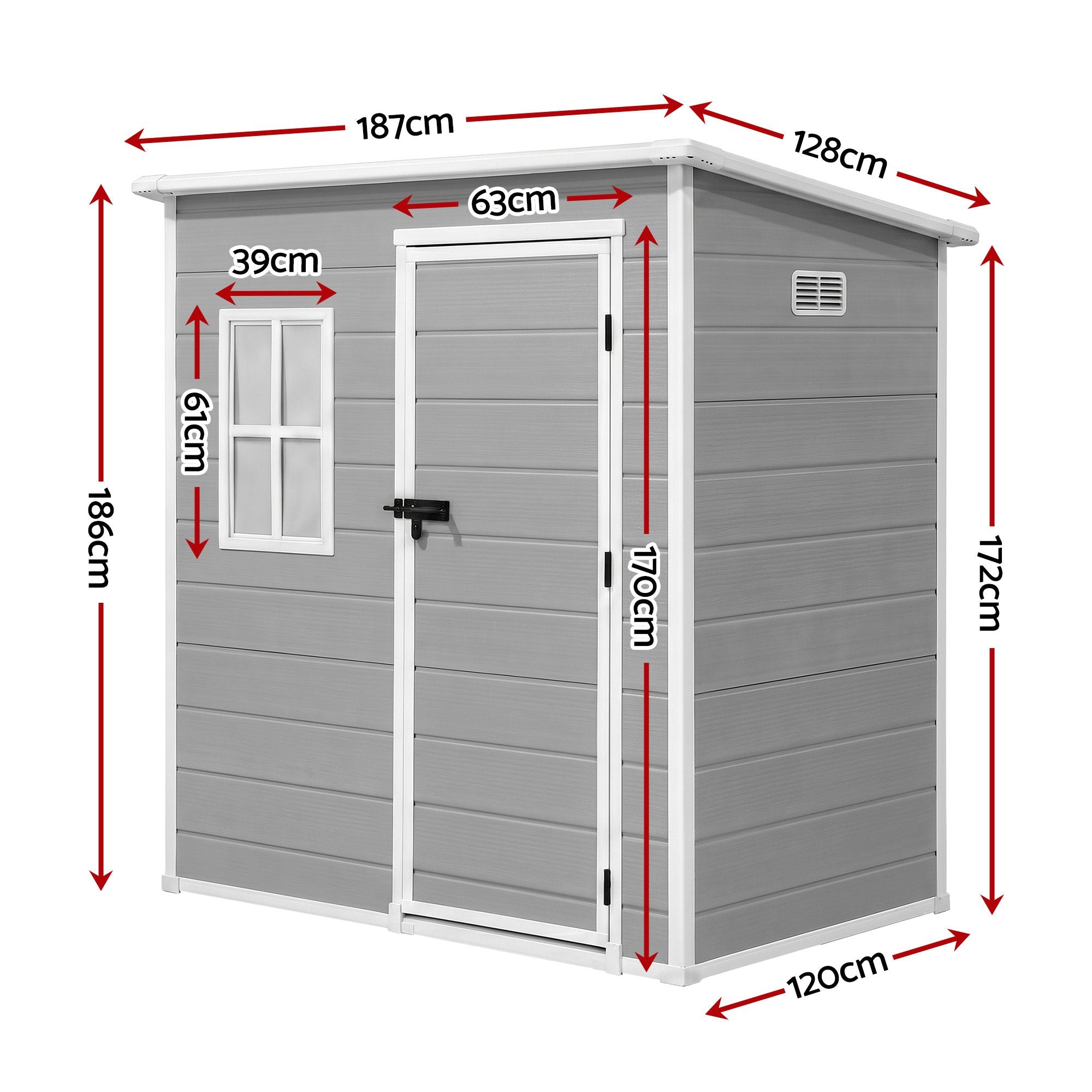 Giantz Garden Shed Outdoor Storage Box 1.87x1.28M Resin Tool Shed Backyard Grey