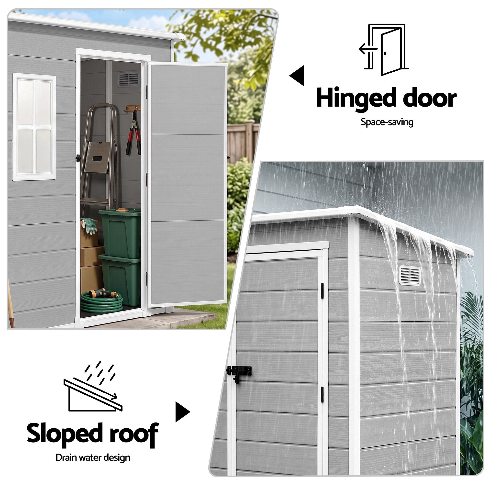 Giantz Garden Shed Outdoor Storage Box 1.87x1.28M Resin Tool Shed Backyard Grey