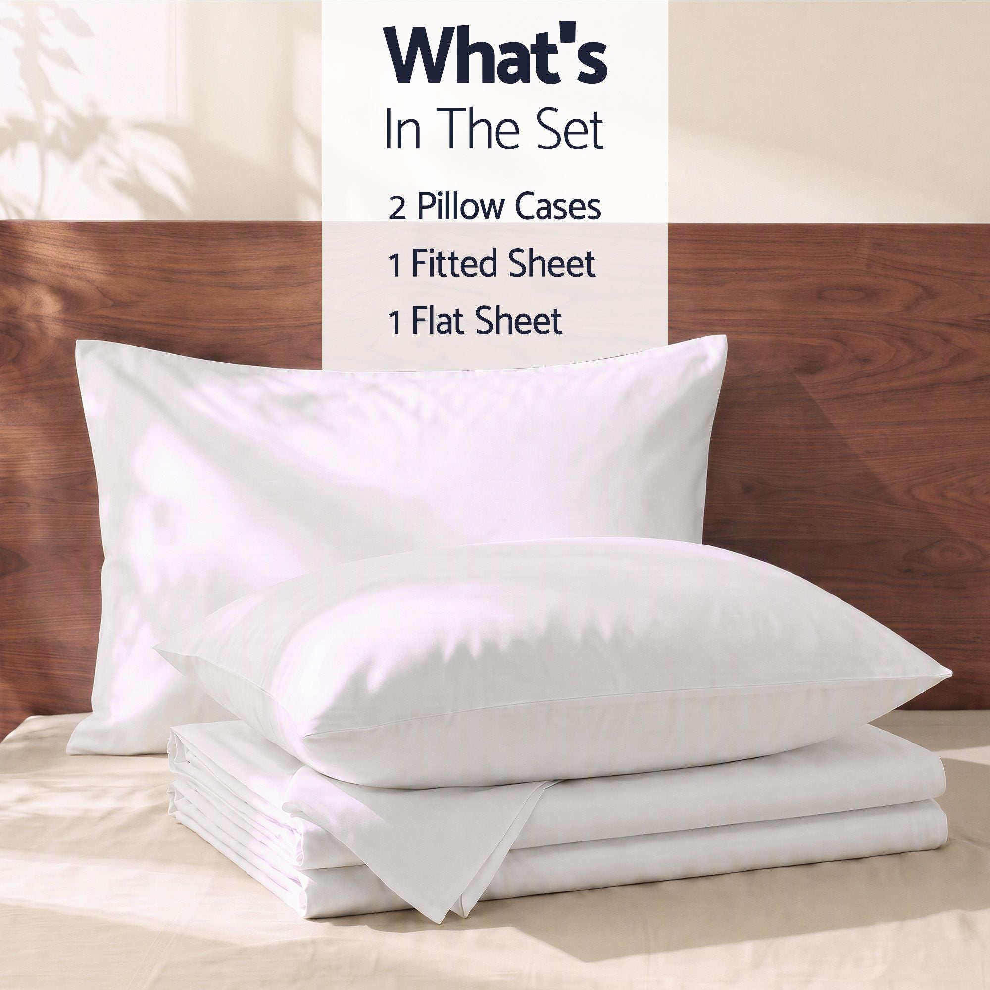 Queen 500TC Cotton 4Pcs Sheet Set with 40cm Extra Deep Pocket for Thick Mattresses Sateen Weave for Sweaty Nights White