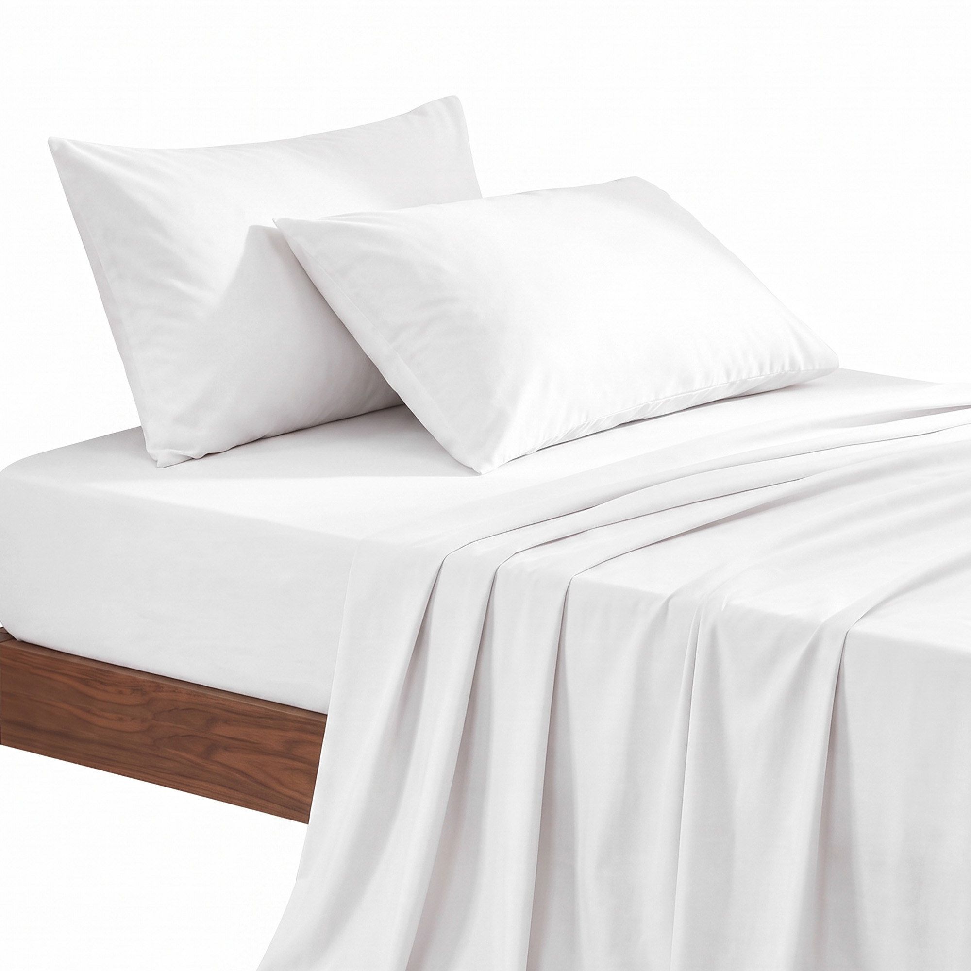 Single 500TC Cotton 4Pcs Sheet Set with 40cm Extra Deep Pocket for Thick Mattresses Sateen Weave for Sweaty Nights White
