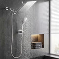 High-Pressure 12" Rainfall Shower Head with 9-Setting Handheld Wand, Gear-Lock Anti-Sag Arm & Drill-Free Bracket