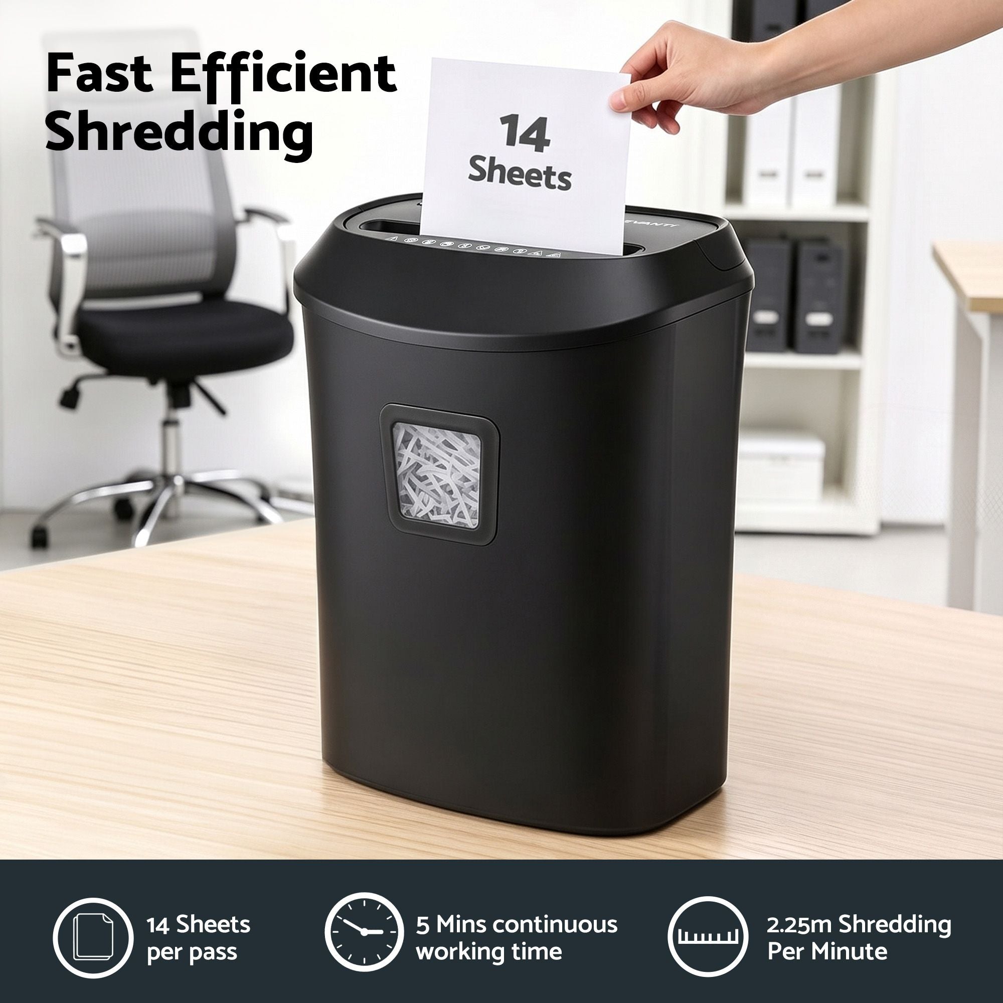 25L Paper Shredder 14 Sheet P4 Cross Cut for Home Office