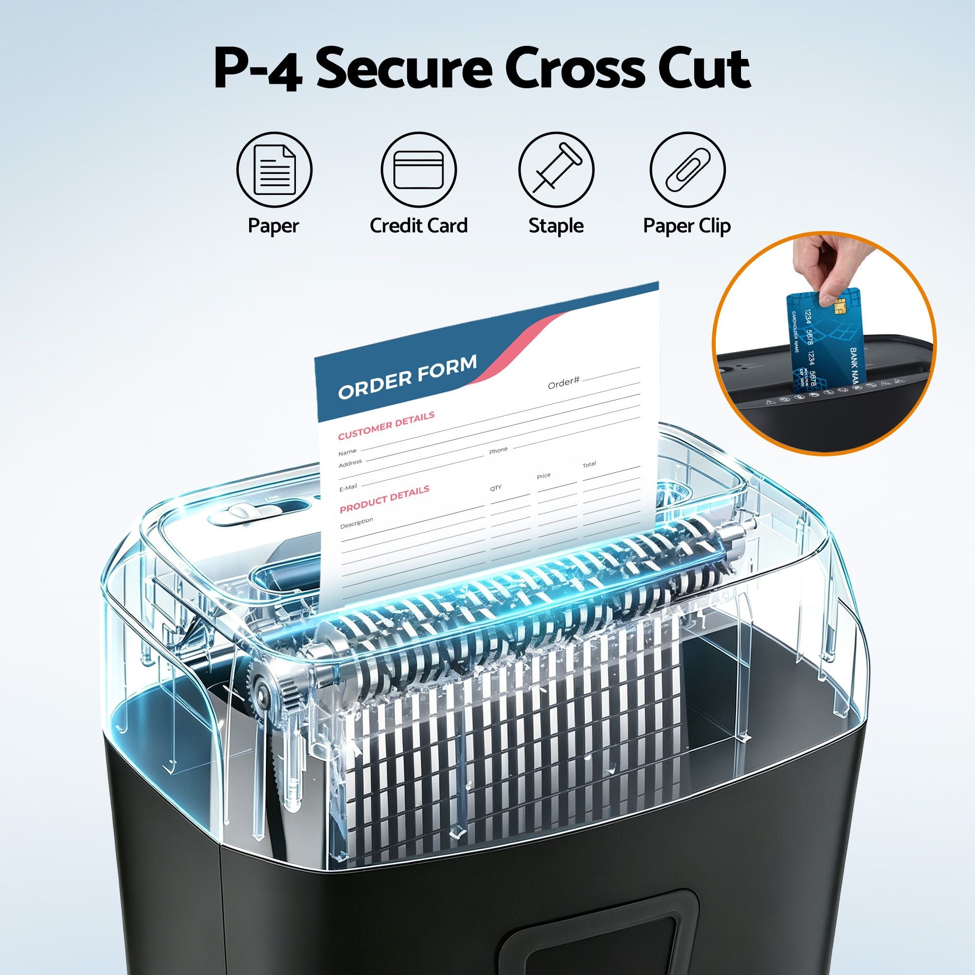 25L Paper Shredder 14 Sheet P4 Cross Cut for Home Office