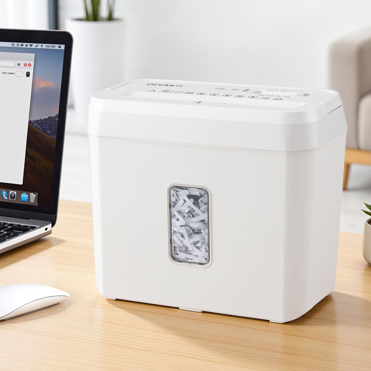 8L Tabletop Paper Shredder 4 Sheet P4 Cross Cut - White