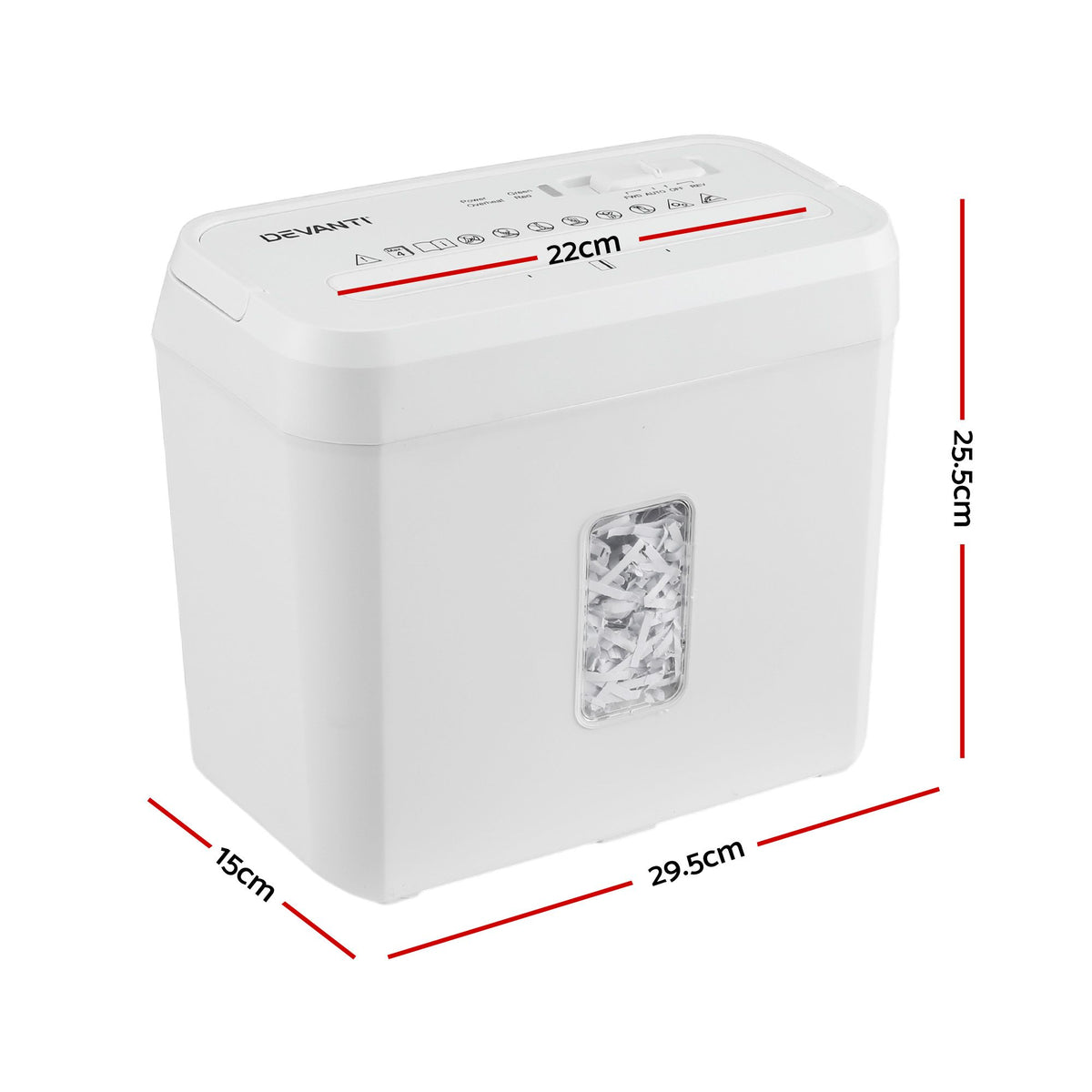 8L Tabletop Paper Shredder 4 Sheet P4 Cross Cut - White