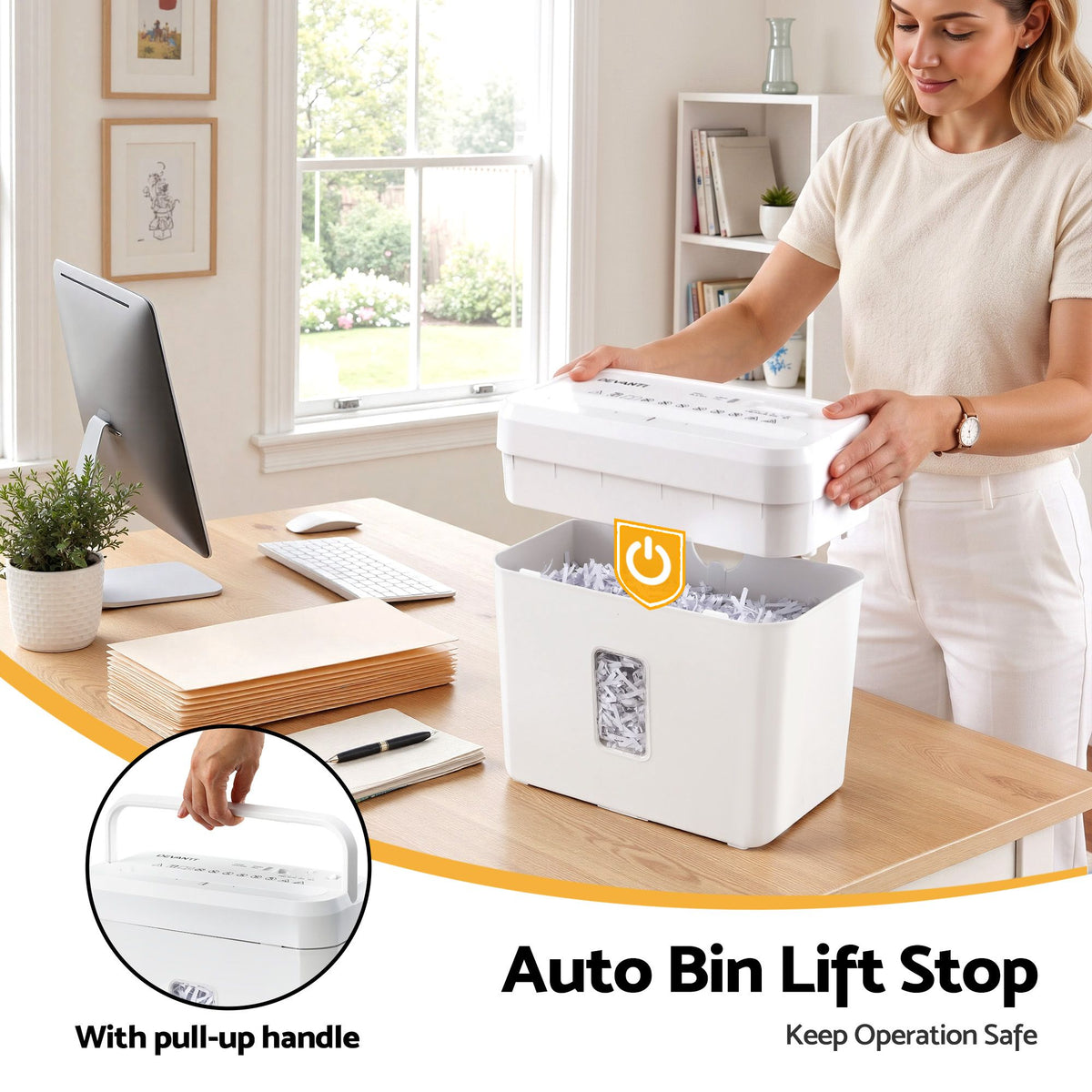 8L Tabletop Paper Shredder 4 Sheet P4 Cross Cut - White
