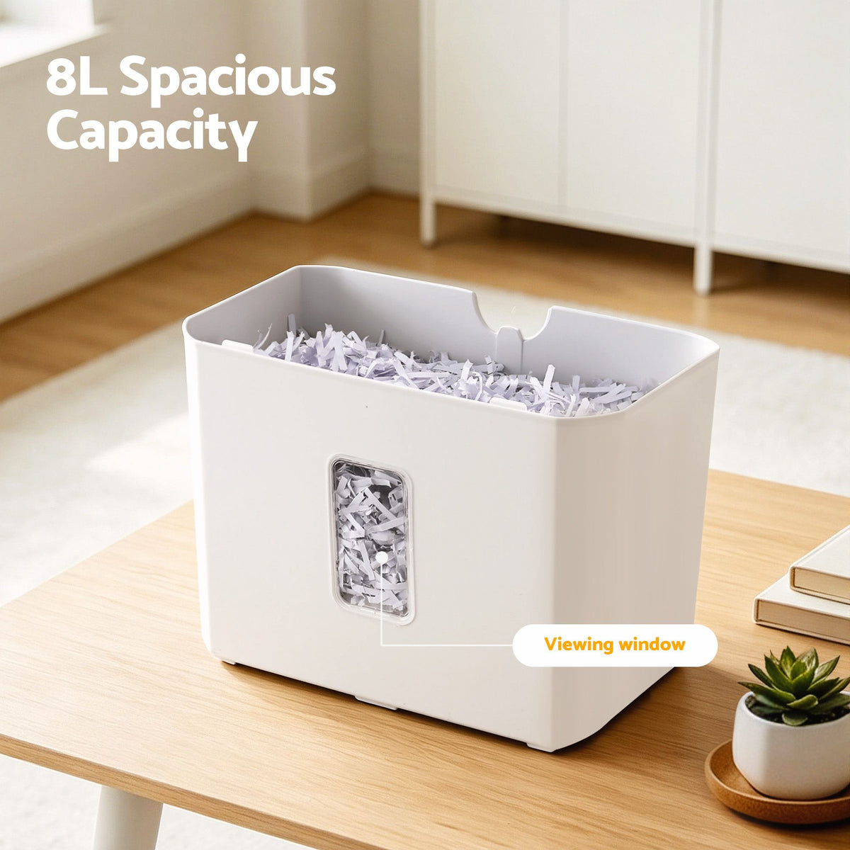 8L Tabletop Paper Shredder 4 Sheet P4 Cross Cut - White