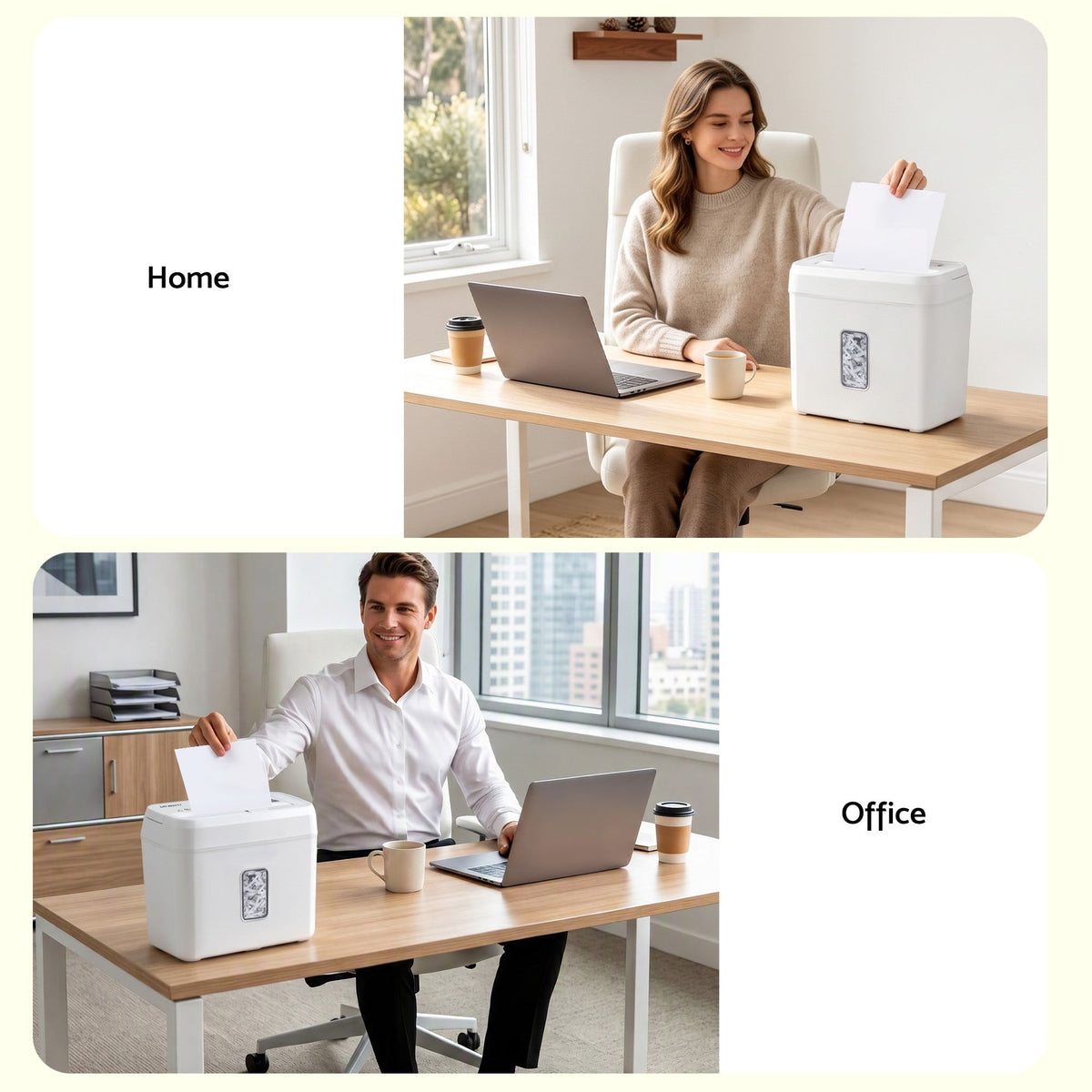 8L Tabletop Paper Shredder 4 Sheet P4 Cross Cut - White
