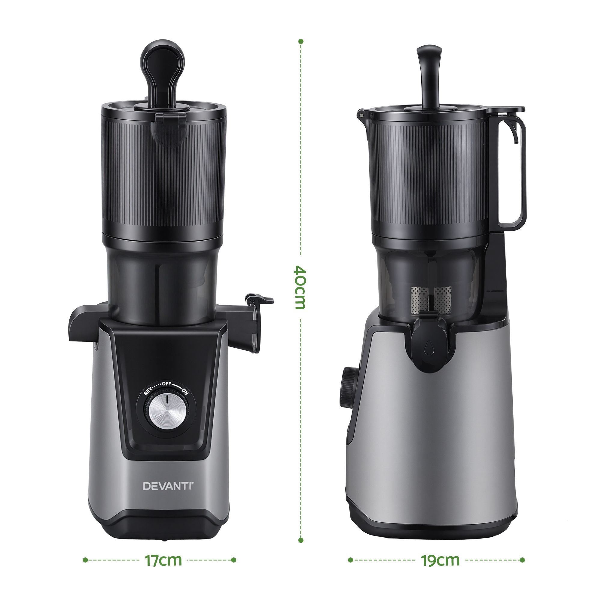 Slow Juicer Cold Press 200W with Large Feed Chute for Fruit and Vegetable Juice - White
