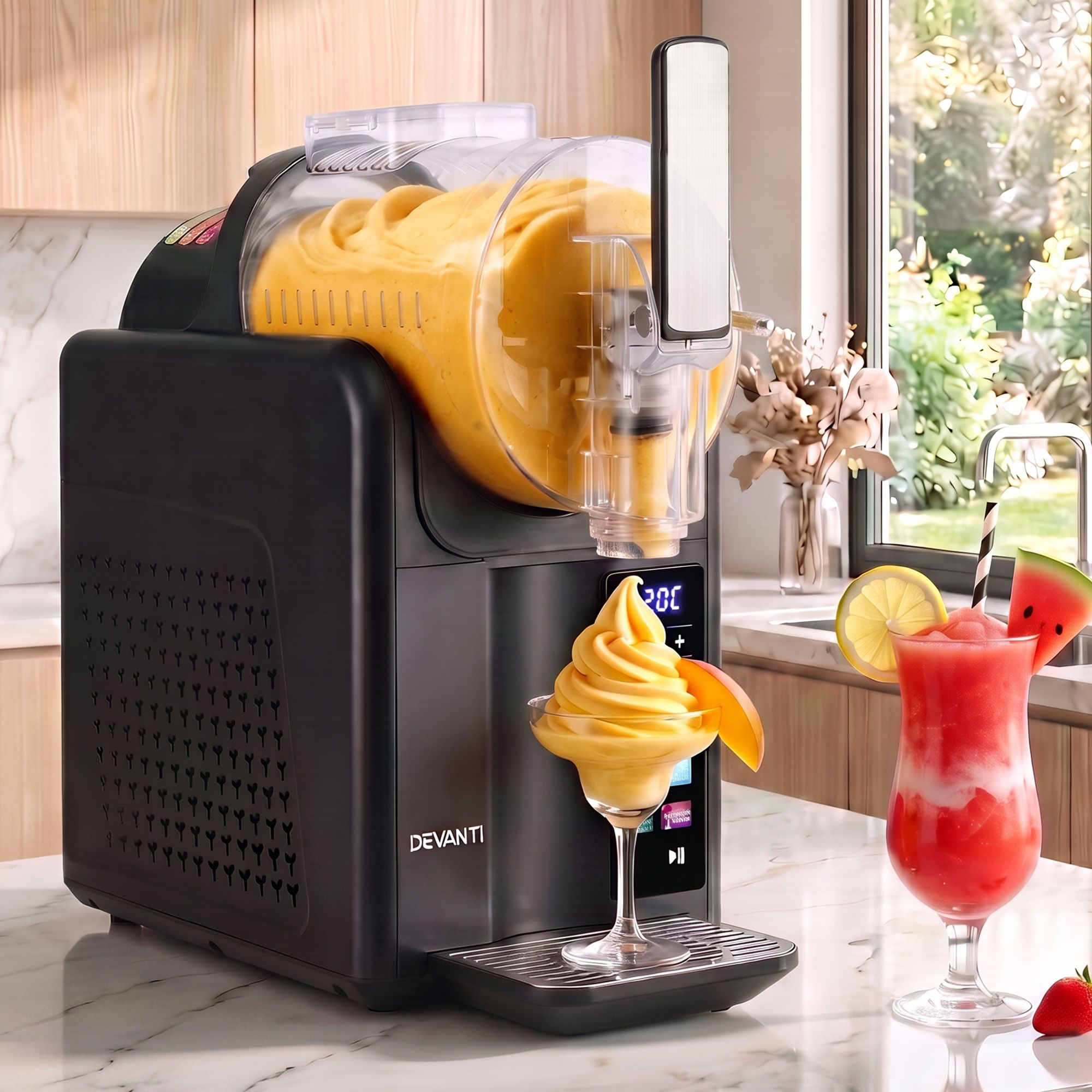 Slushie Machine 2L Frozen Drink Maker Ice Cream Cocktail Slush Maker Black
