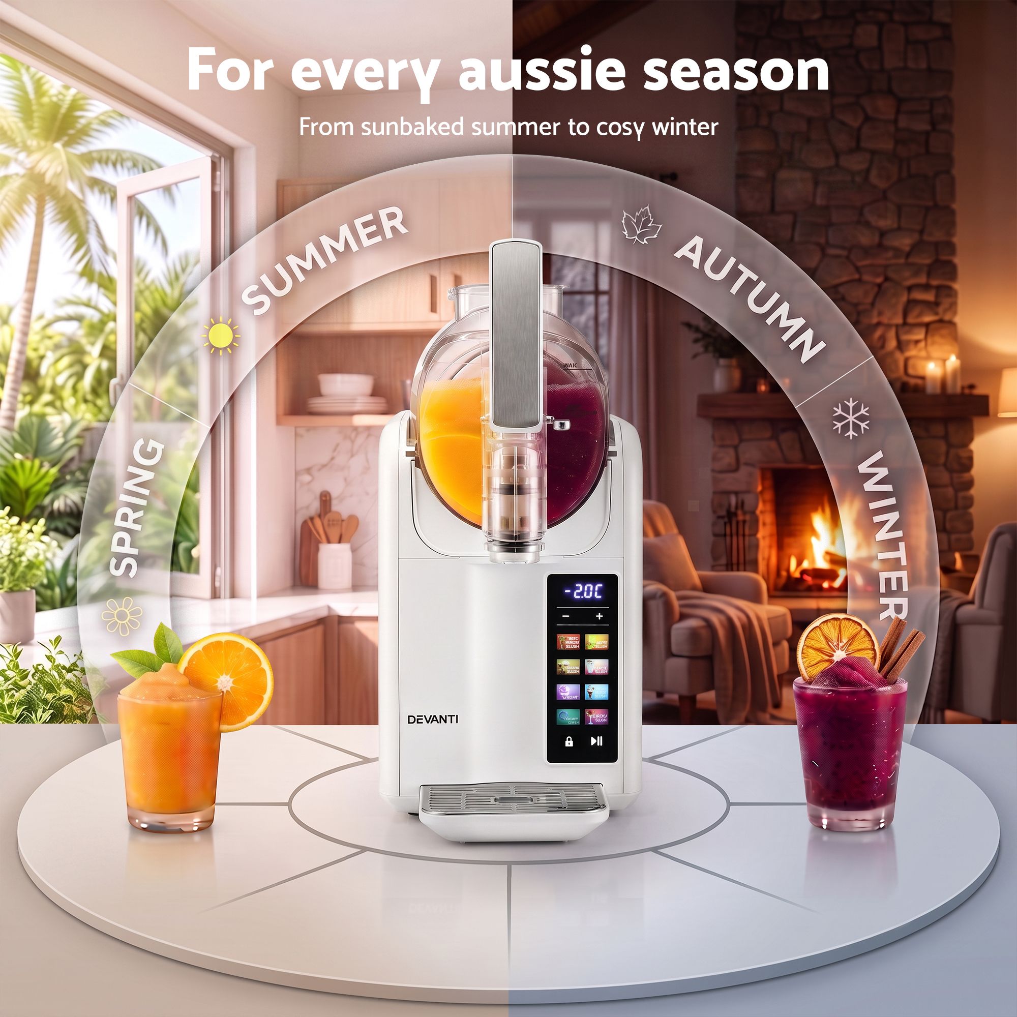 Slushie Machine 2L Frozen Drink Maker Ice Cream Cocktail Slush Maker White