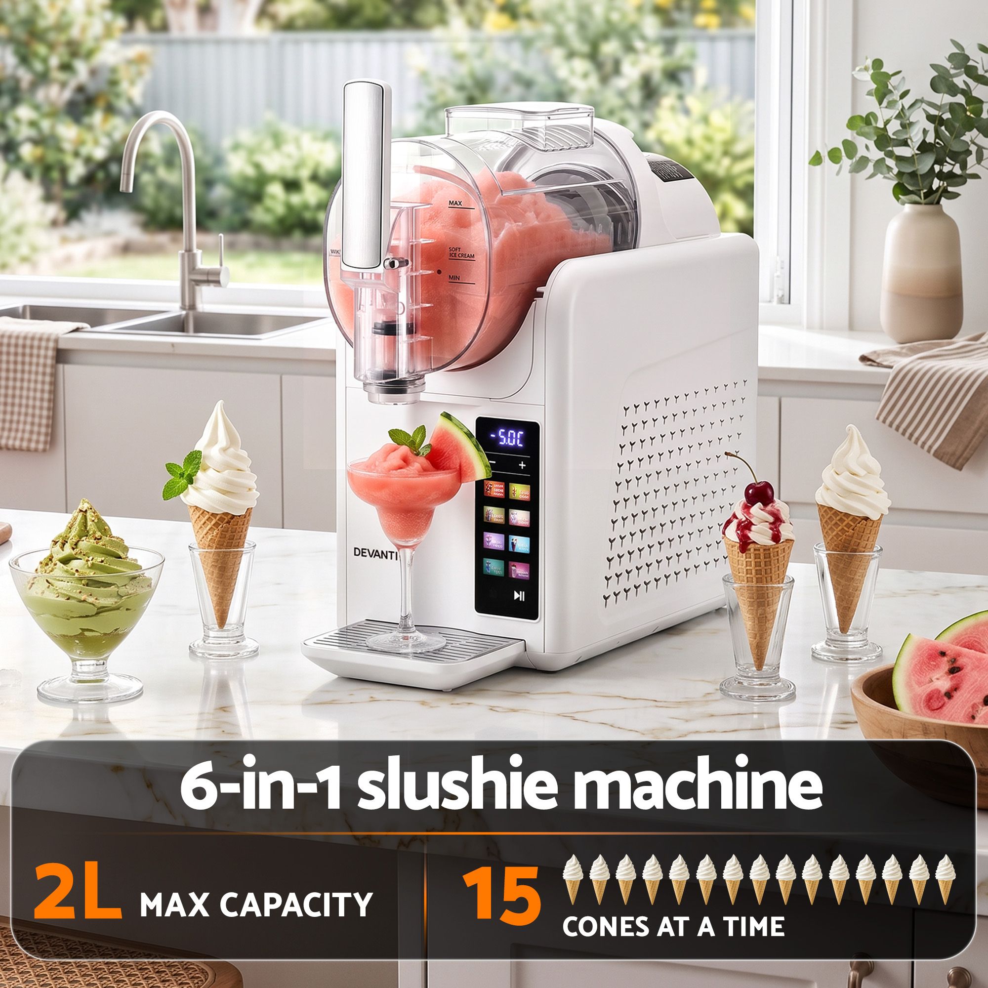 Slushie Machine 2L Frozen Drink Maker Ice Cream Cocktail Slush Maker White