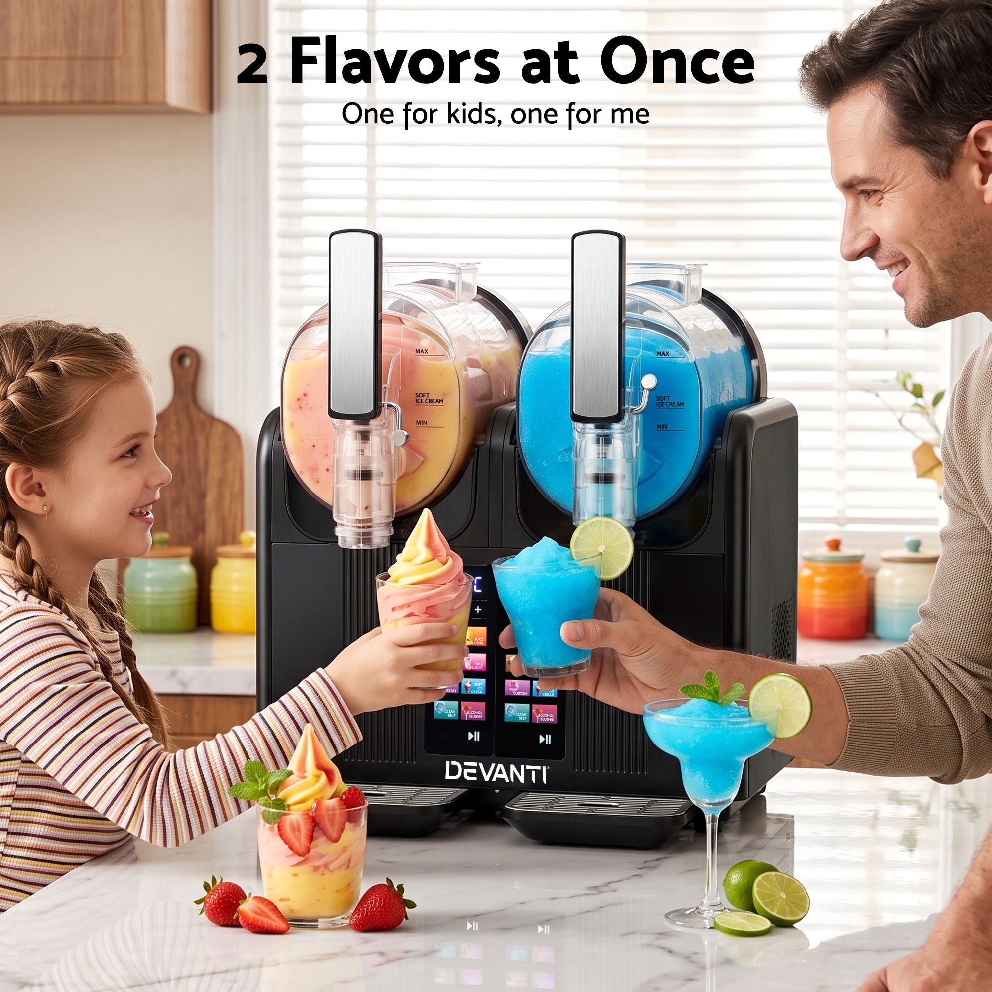 Slushie Machine 4L Dual Tanks Frozen Drink Ice Cream Maker