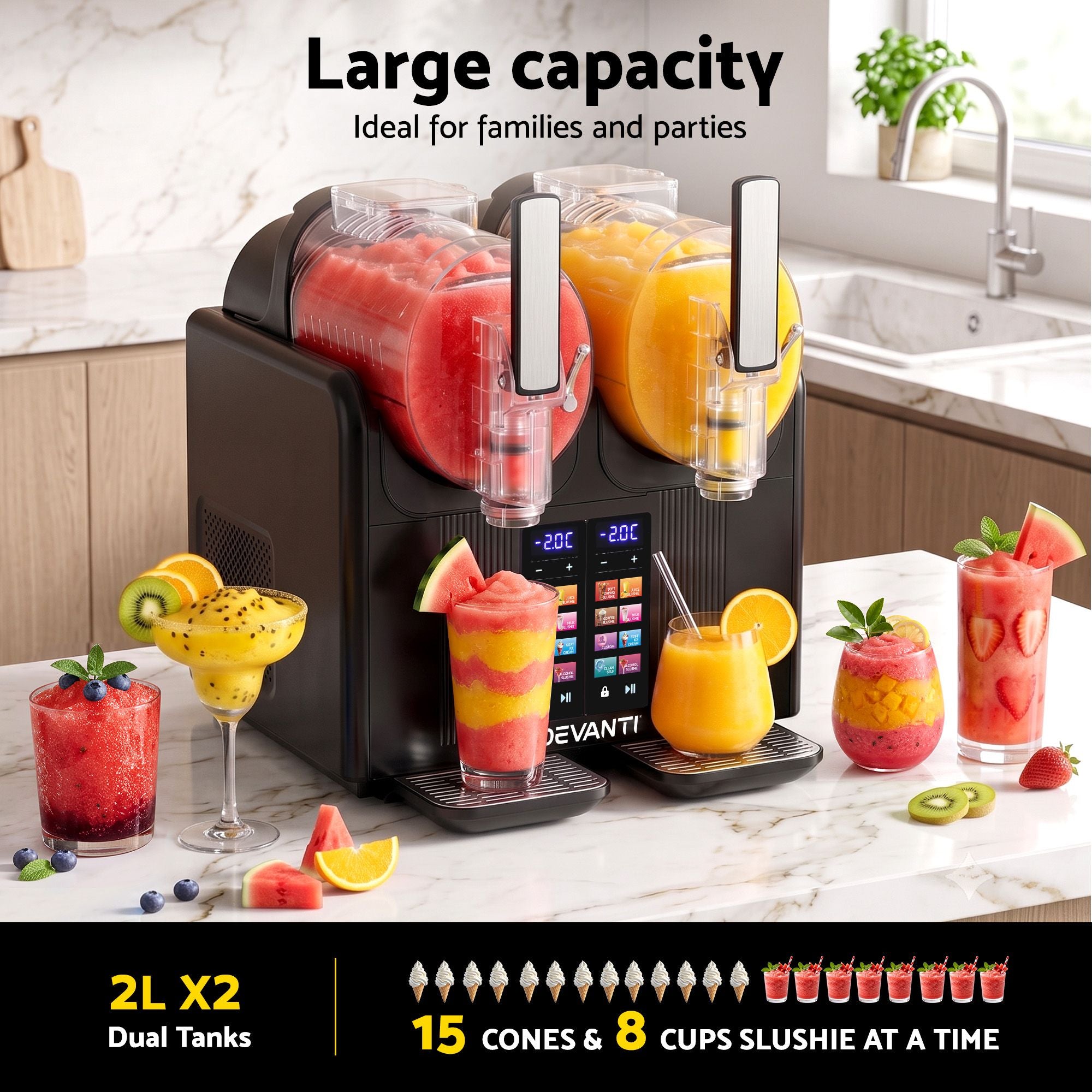 Slushie Machine 4L Dual Tanks Frozen Drink Ice Cream Maker