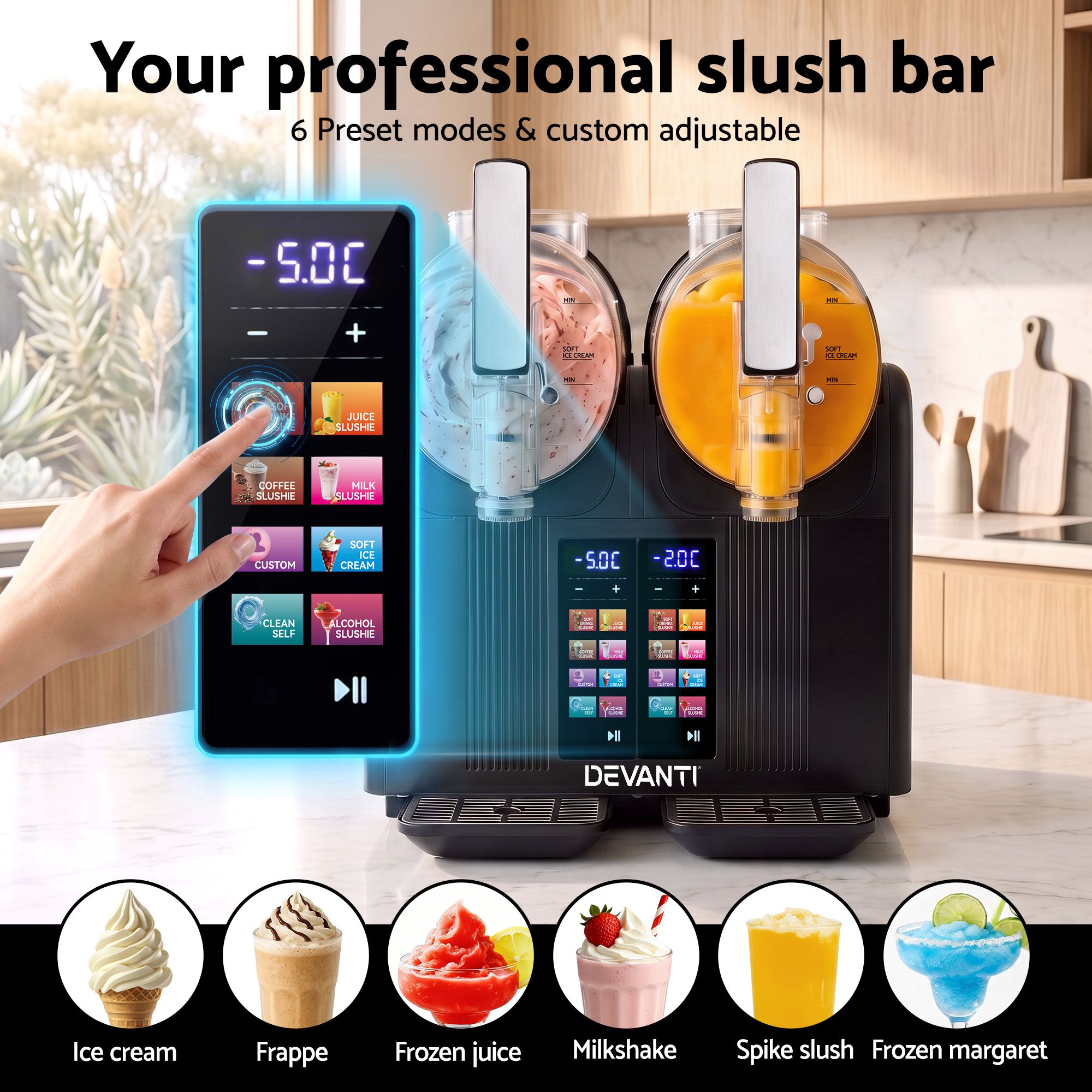 Slushie Machine 4L Dual Tanks Frozen Drink Ice Cream Maker
