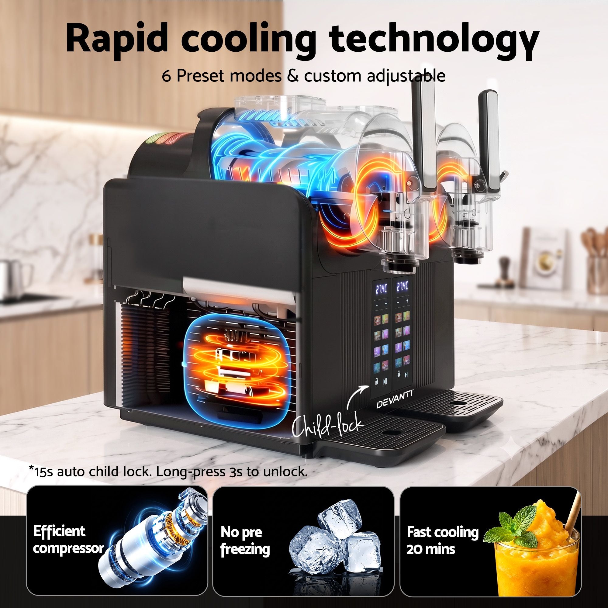 Slushie Machine 4L Dual Tanks Frozen Drink Ice Cream Maker