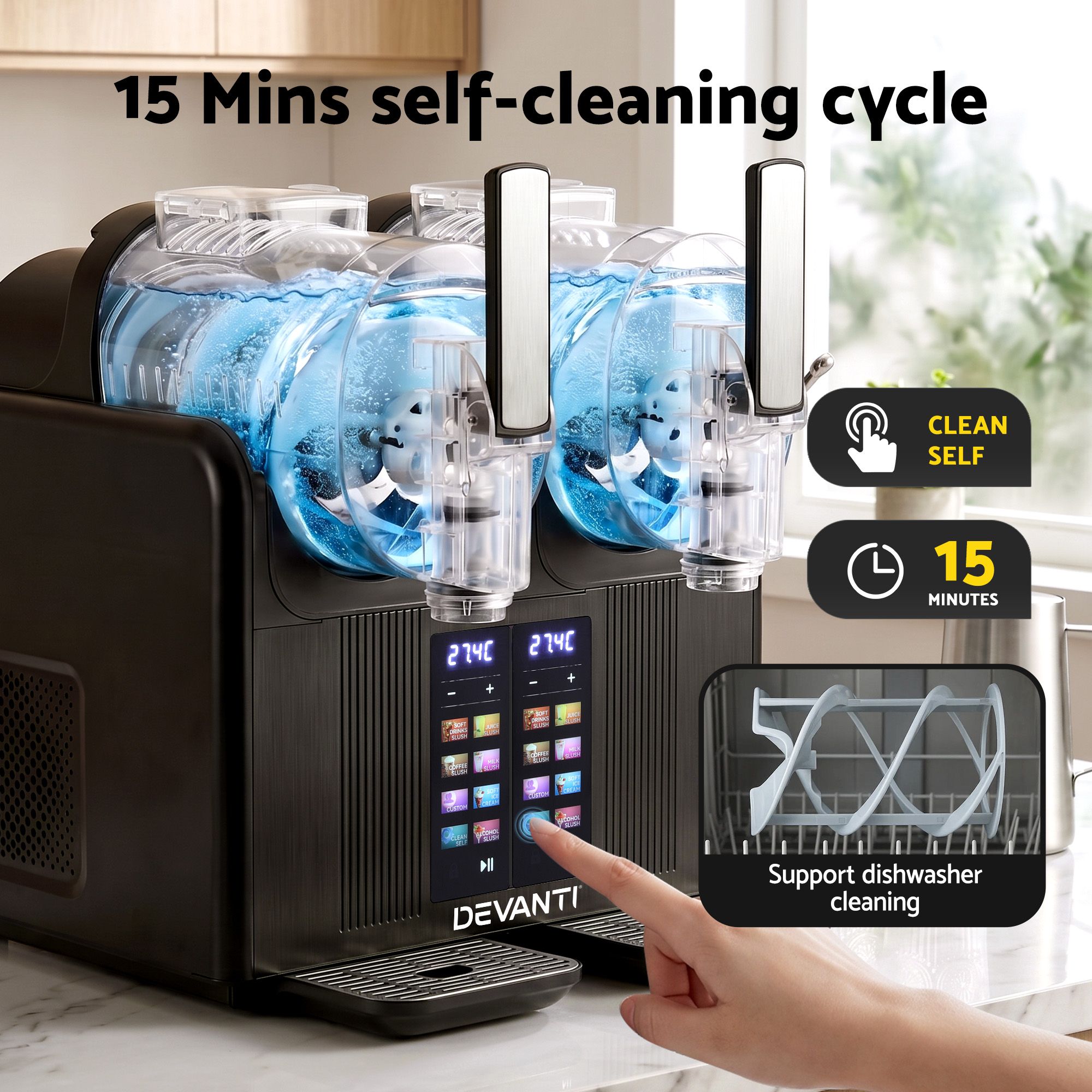 Slushie Machine 4L Dual Tanks Frozen Drink Ice Cream Maker