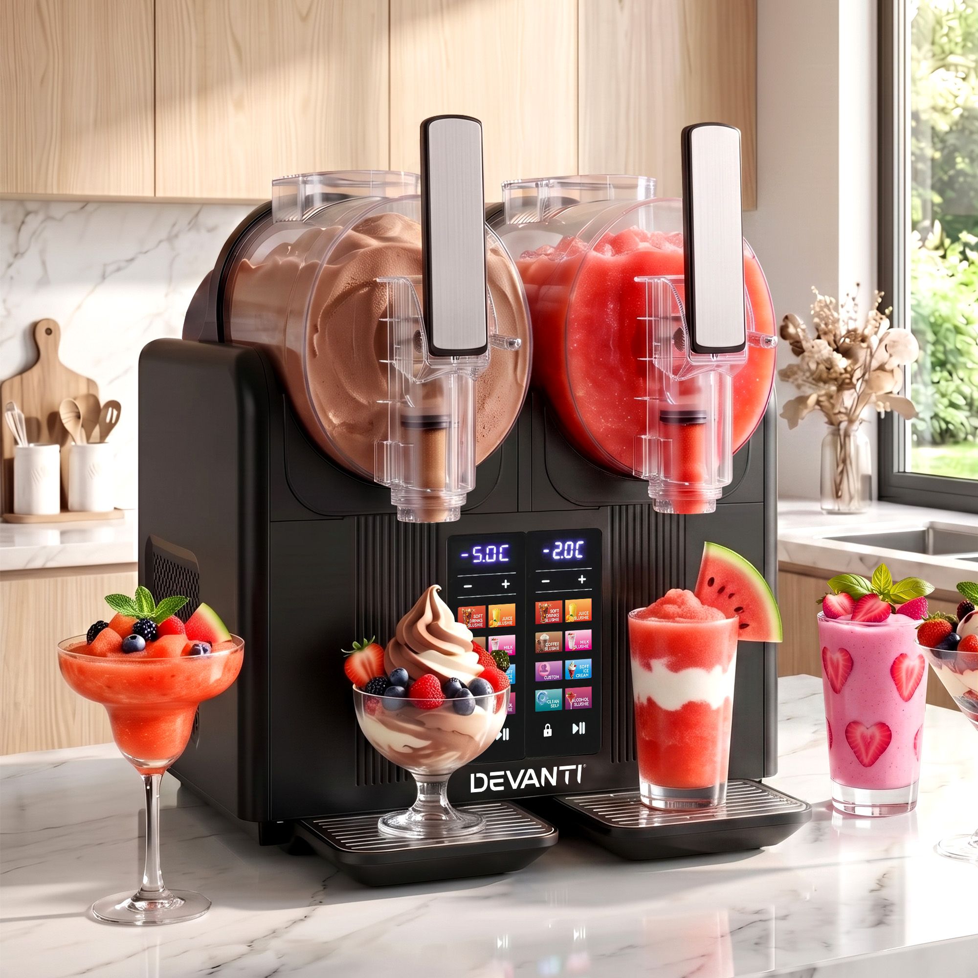 Slushie Machine 4L Dual Tanks Frozen Drink Ice Cream Maker