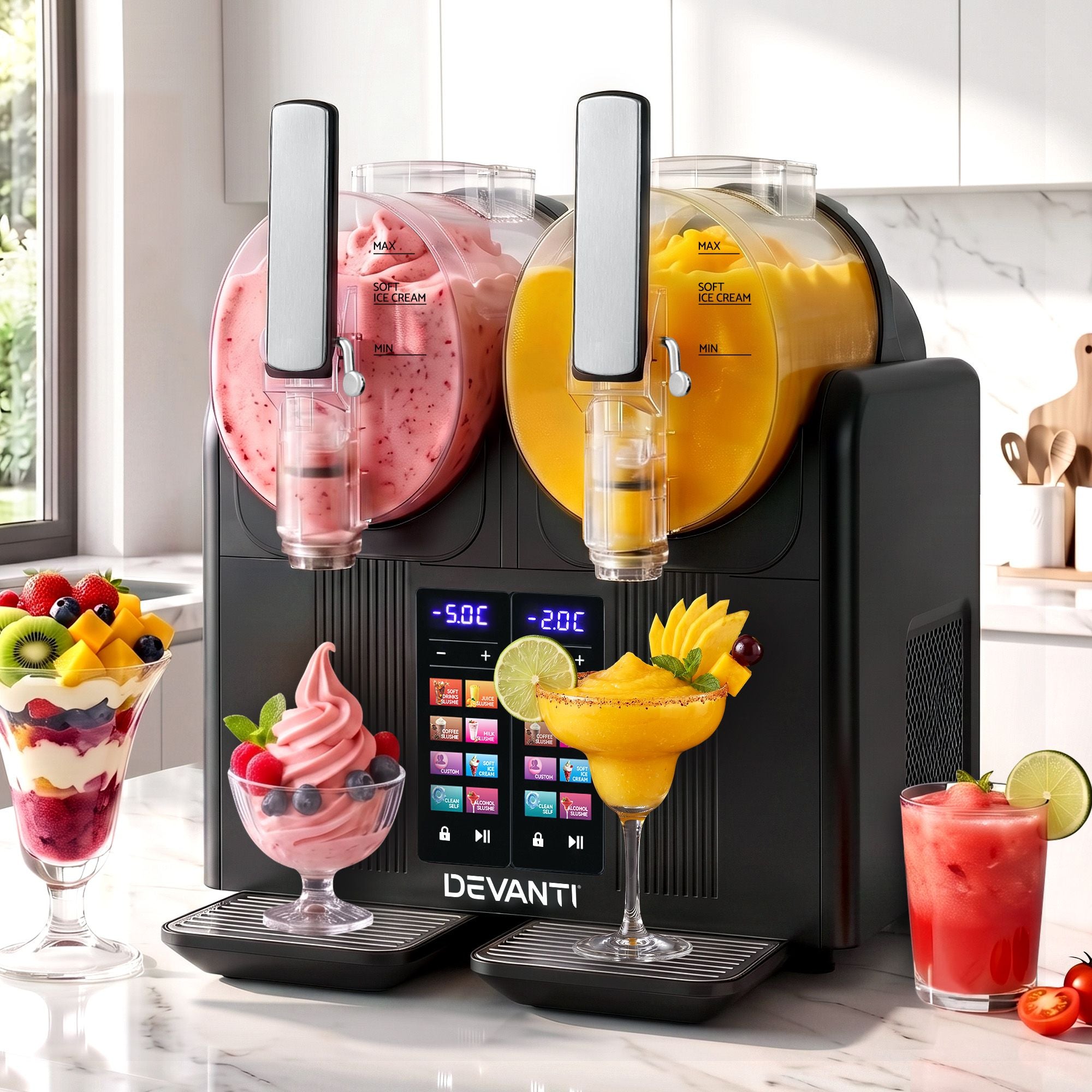 Slushie Machine 4L Dual Tanks Frozen Drink Ice Cream Maker