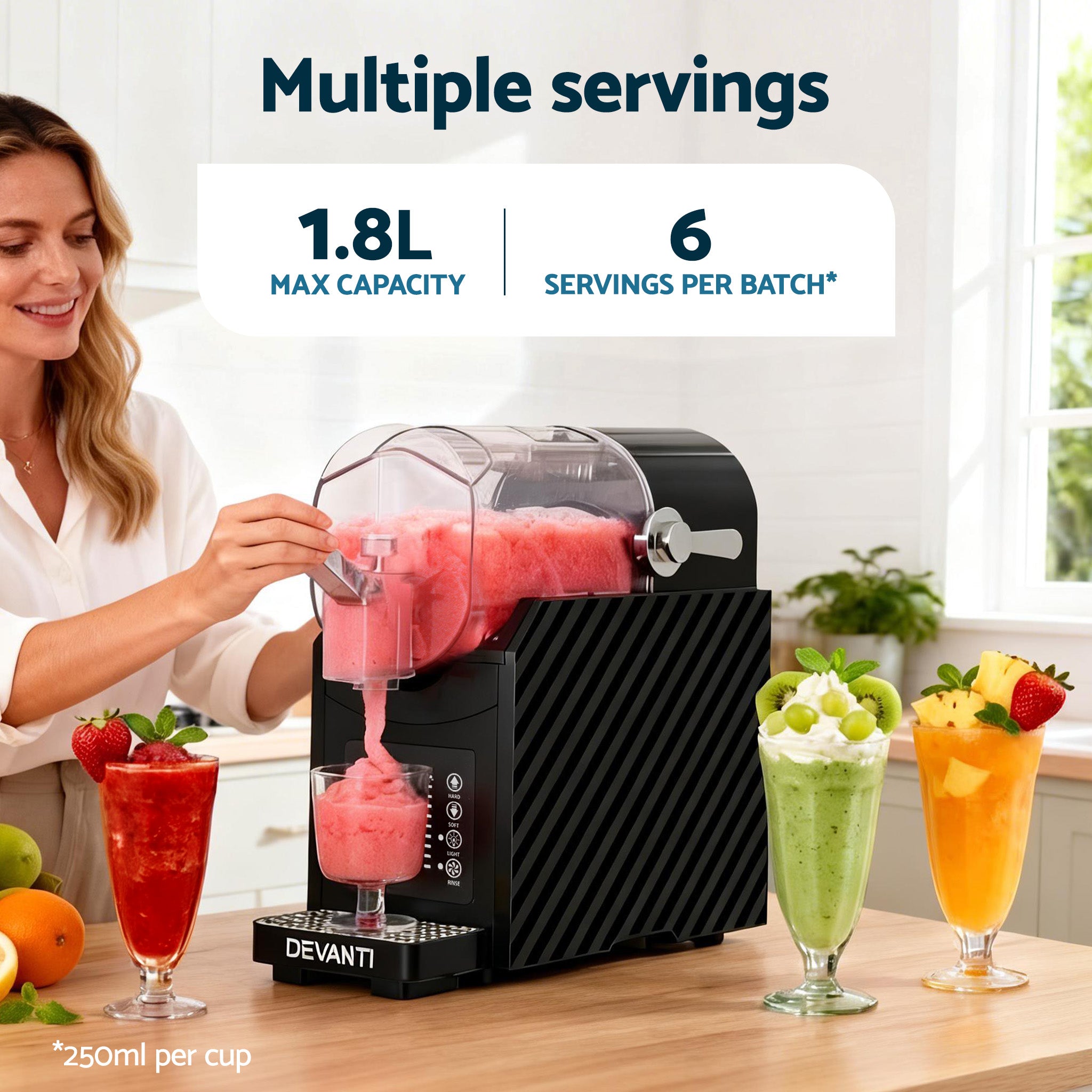 Multi-Function Slushie & Frozen Drink Machine - 1.8L Capacity - Black
