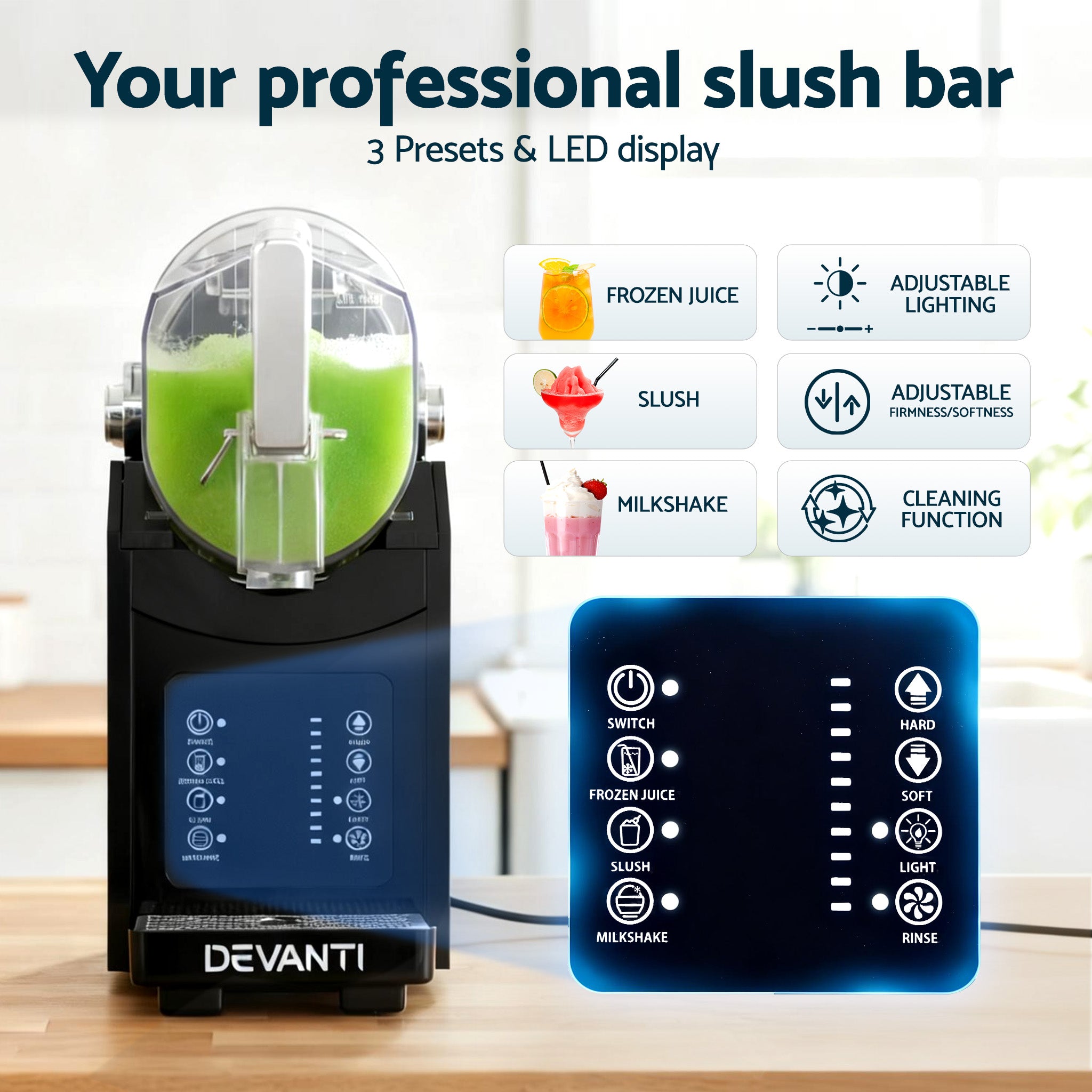 Multi-Function Slushie & Frozen Drink Machine - 1.8L Capacity - Black