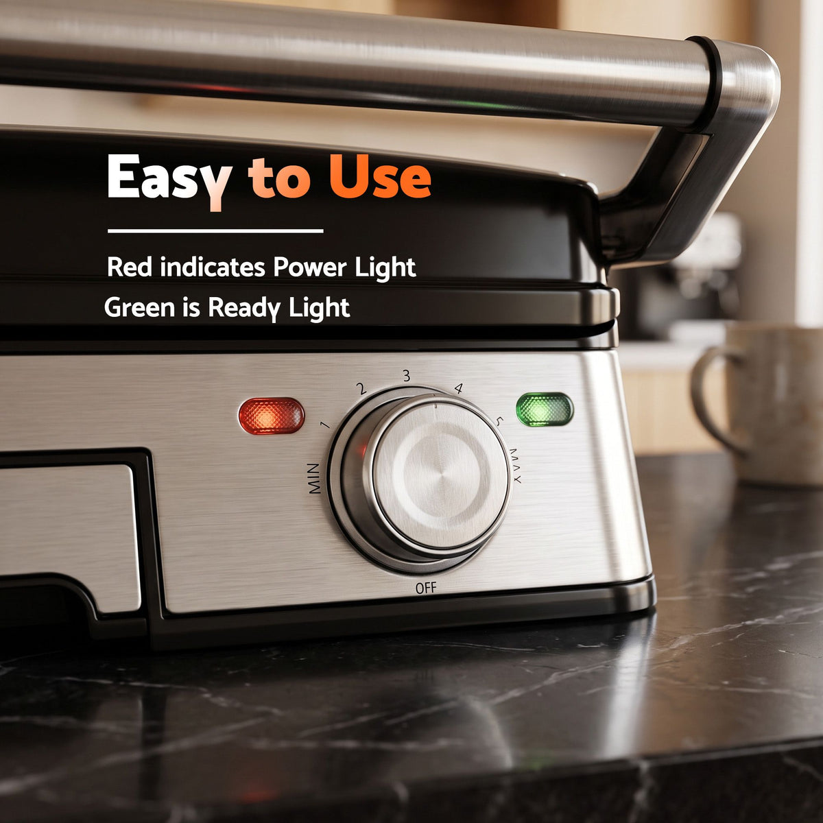 2000W 3-in-1 Panini Press Grill Sandwich Maker 4 Slice 180° Open