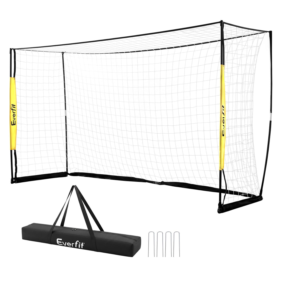 Portable Soccer Goal Net 12x6ft Fibreglass Frame with Polyester Netting